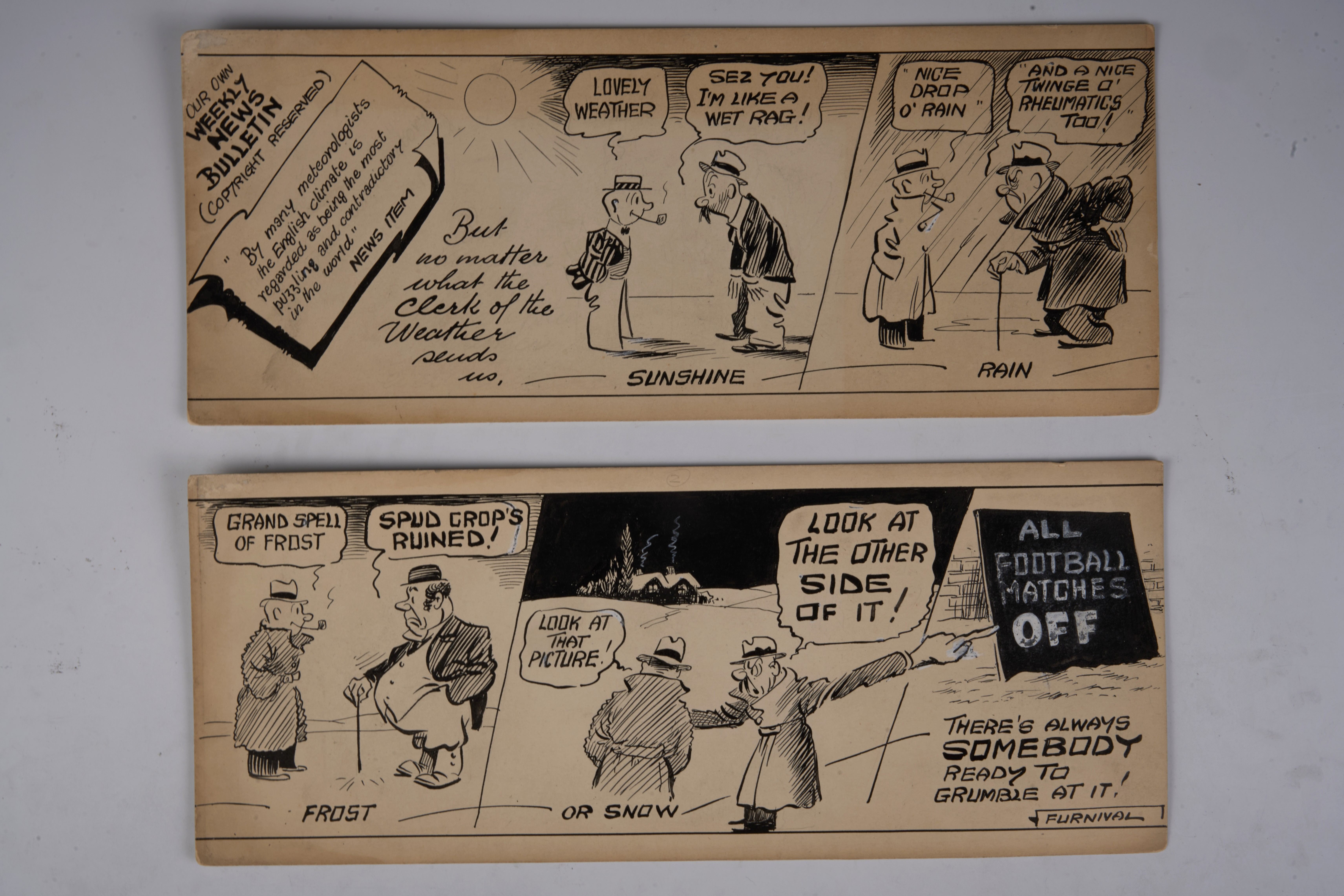 Bill Furnival Original Artwork (Lancashire Evening Post, 1930-40s) Collection of 24 Pieces