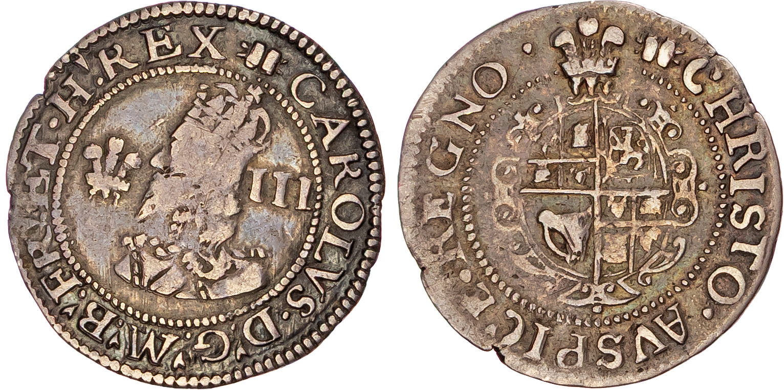 Charles I (1625-1649), AR Threepence, Aberystwyth mint (1638/9-42), mm. book.