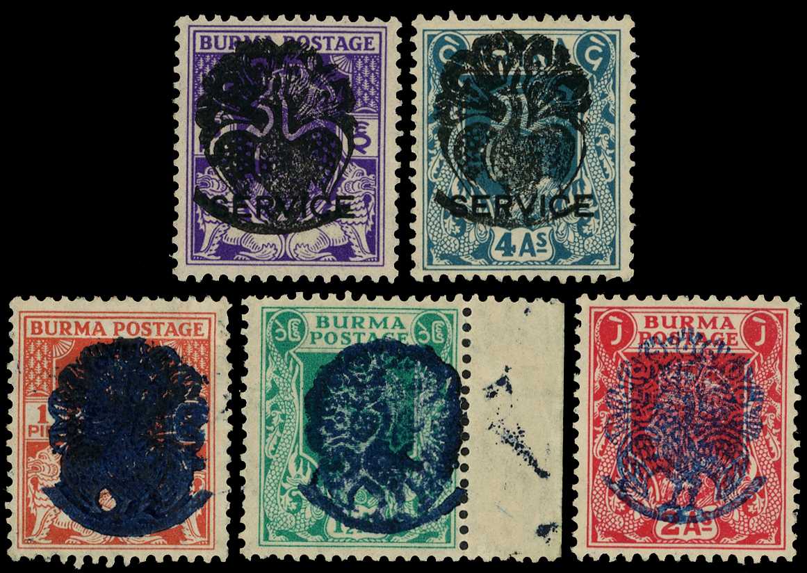 1942 3p bright violet type 2 and 4a greenish...