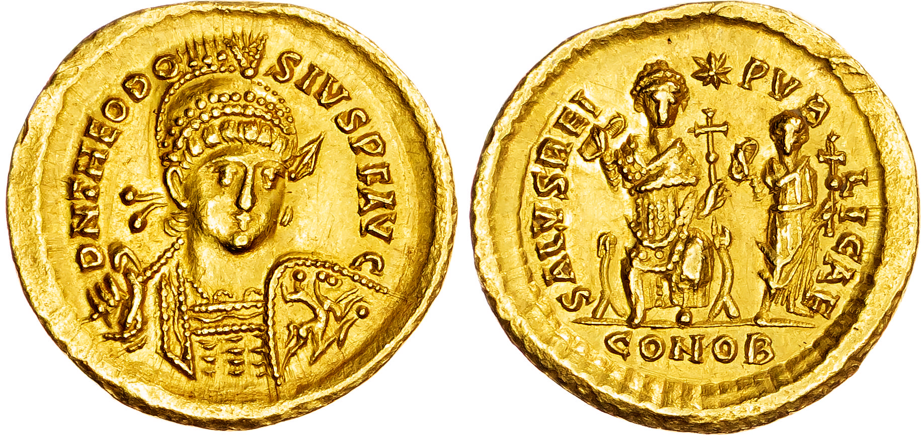 Theodosius II (AD 402-450) AV Soldius, Constantinople, AD 425-429, 4.46g.