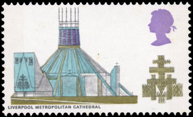 GB SG 801a 1969 1s6d Cathedrals black omitted mint