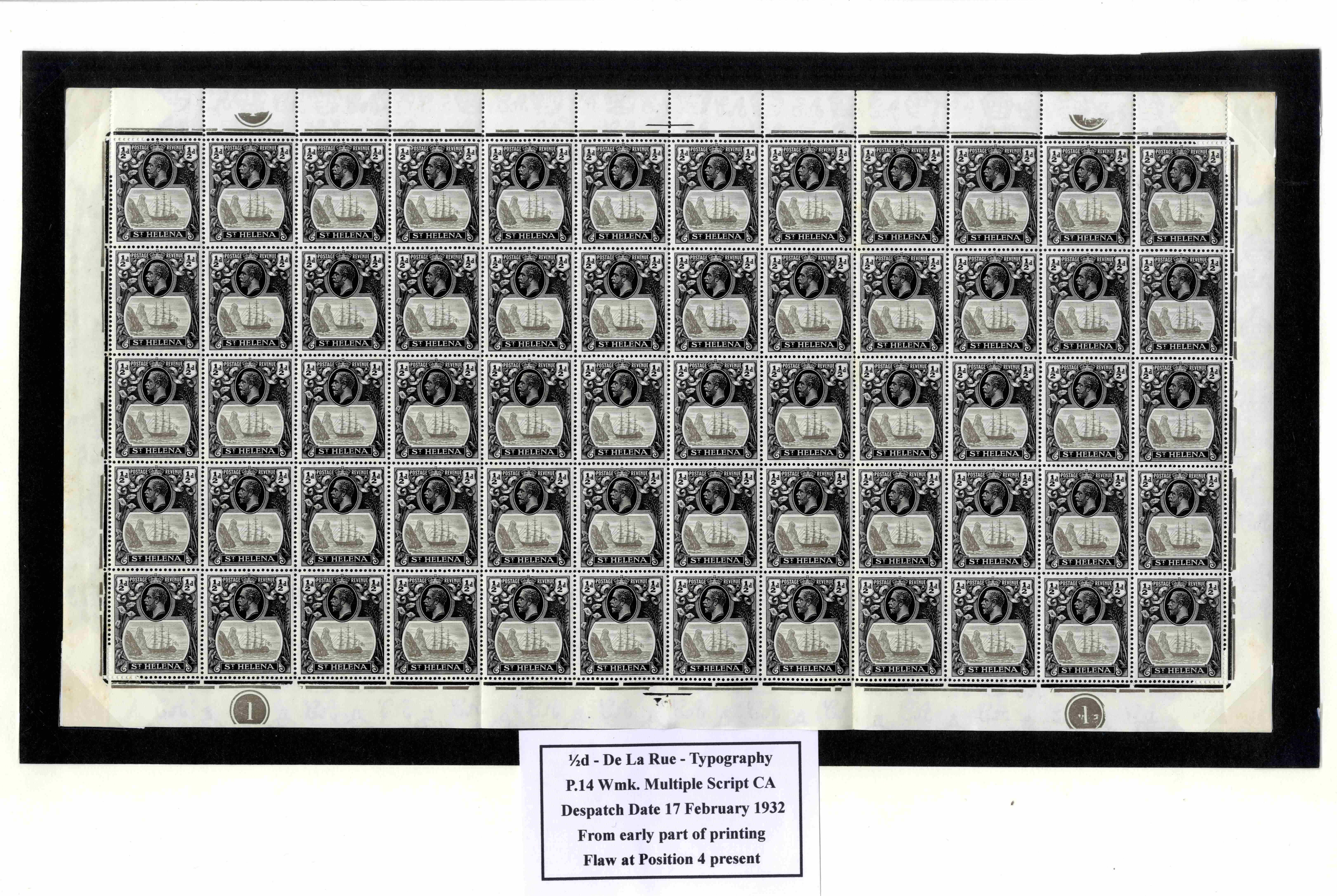 St Helena SG 97, a, c sheet mint