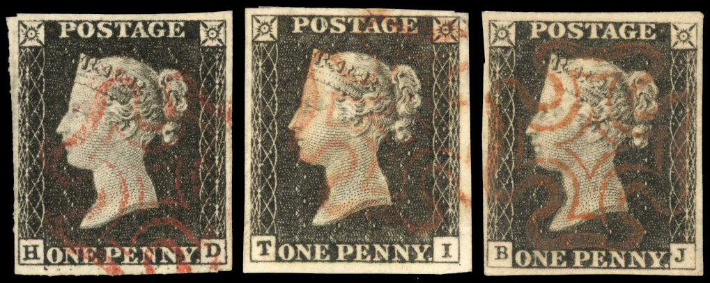 GB 1d black Plates 1a (two) and 3 used