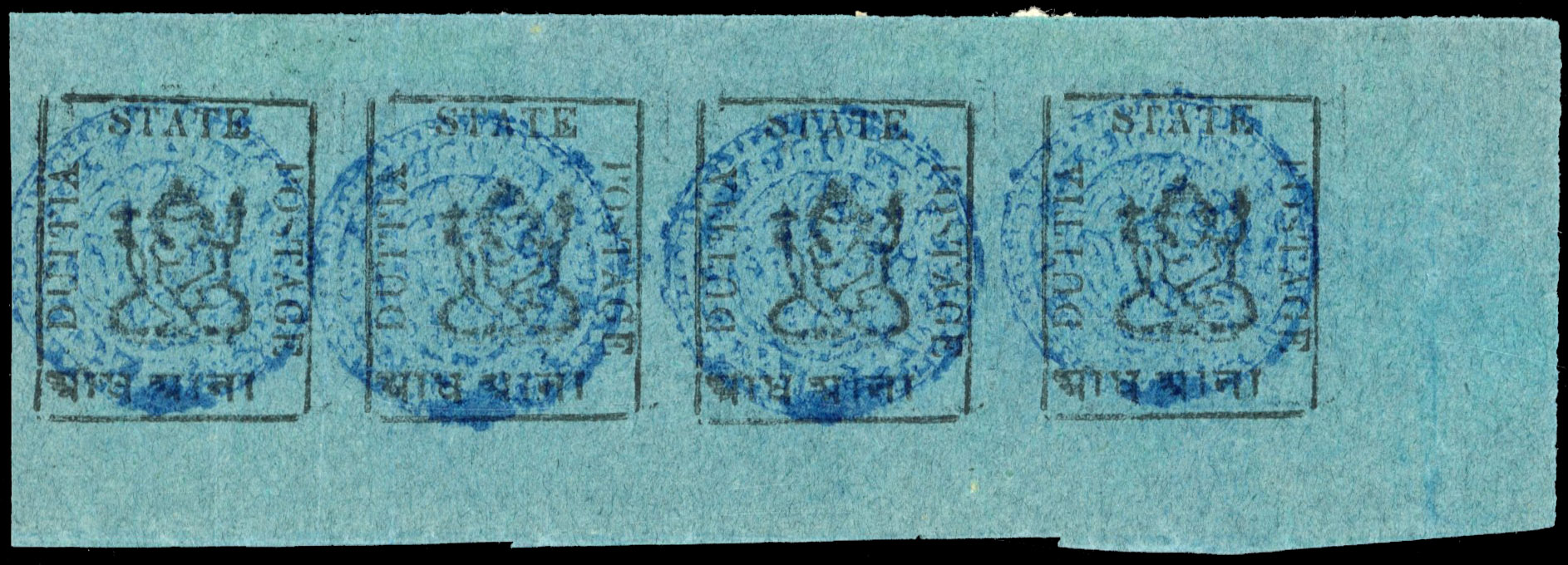 I.F.S. Duttia SG 8b in horizontal strip of 4 unused