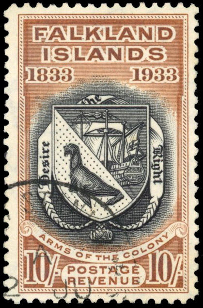 Falkland Is SG 137 1933 Centenary 10s used