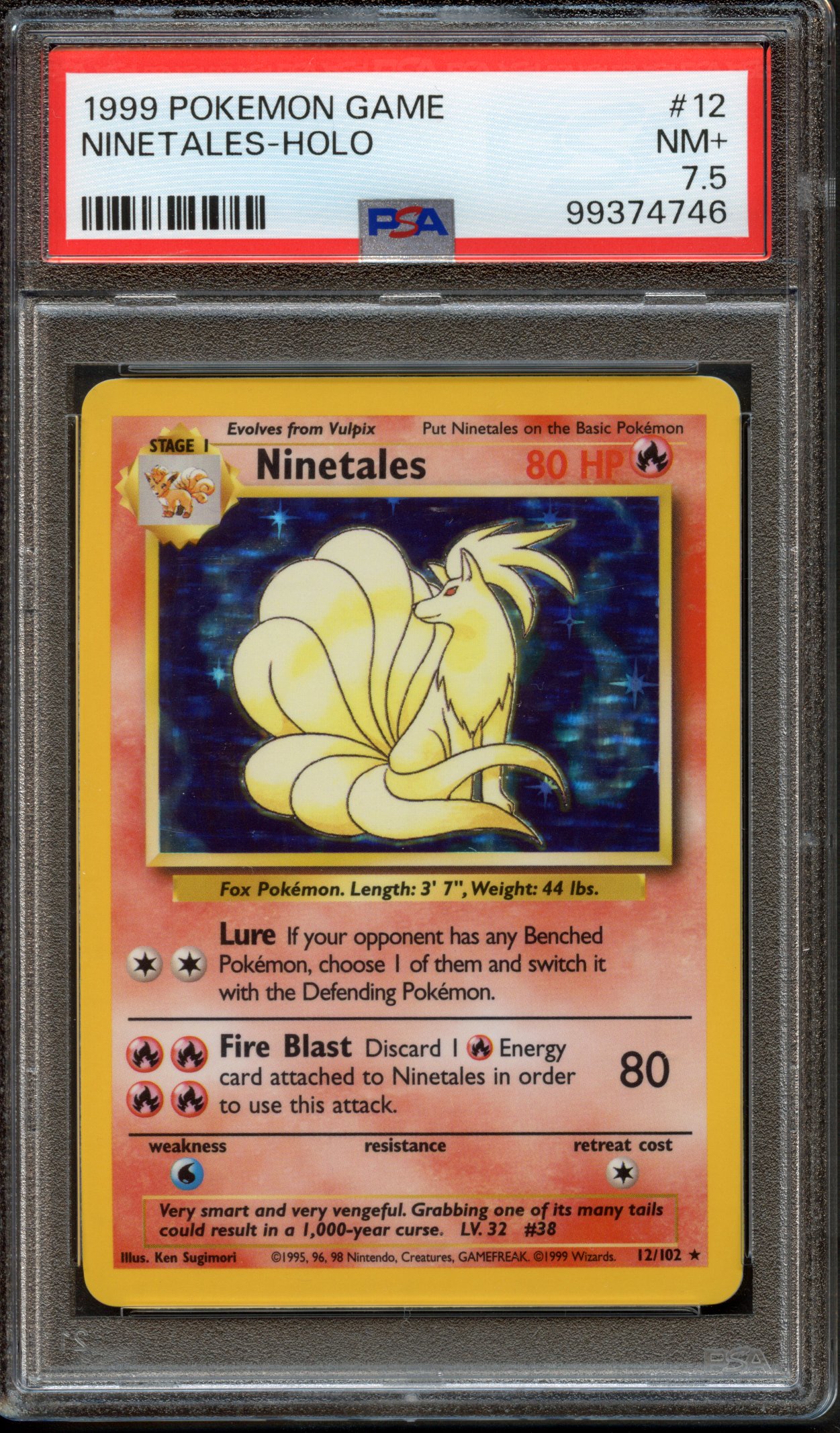 PSA 7.5 Ninetales Holo #12 - Base Set Unlimited 1999