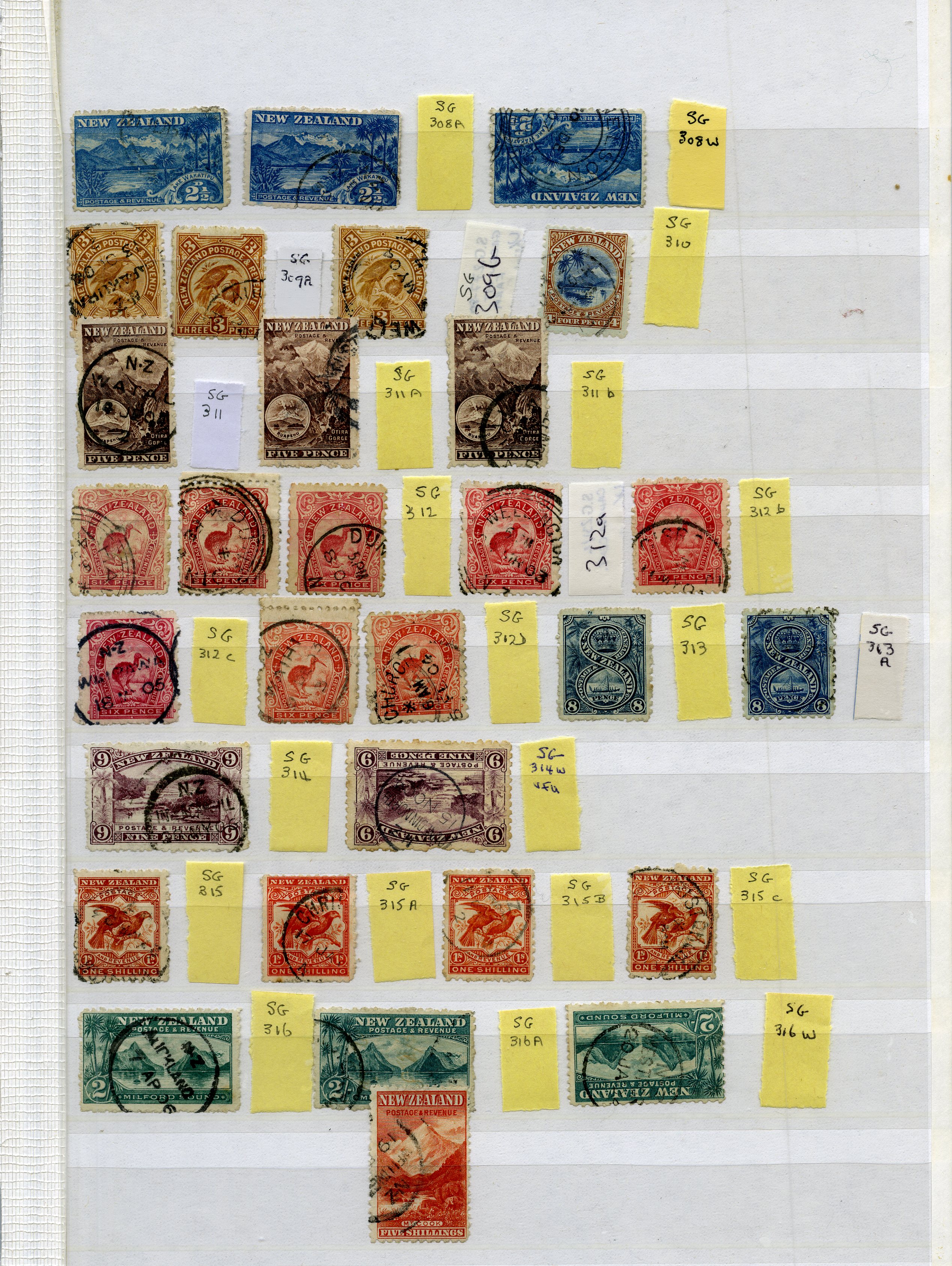 New Zealand 1903-7 Cowan paper Single watermark, perf 11 used range