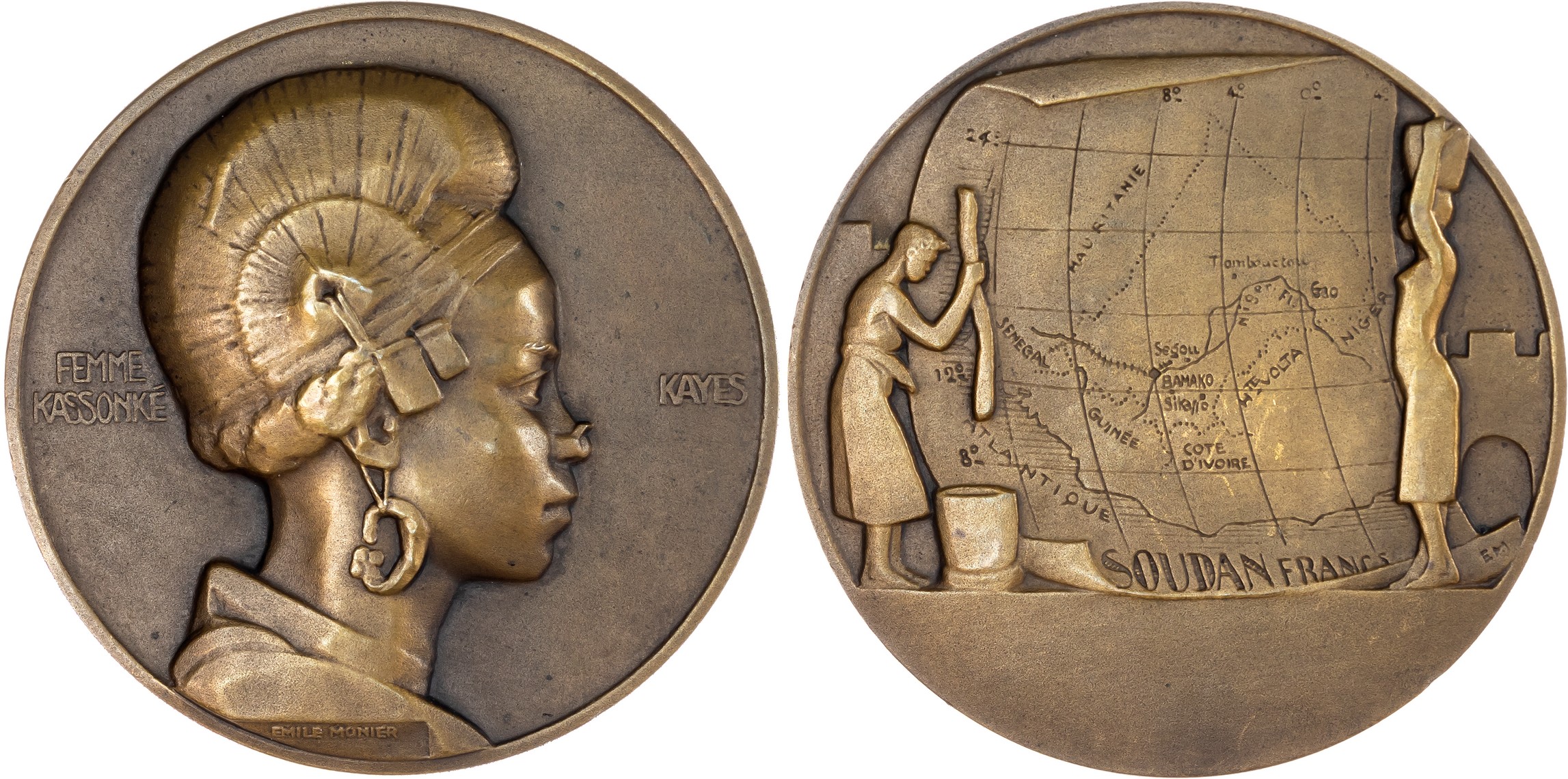 France, Colonial Exhibition of Paris, 1931, Peoples of French Africa, Full Set of (8) Bronze Medals