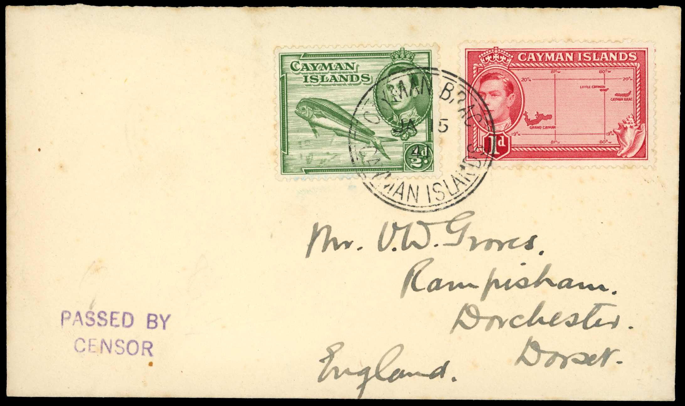 1940 "PASSED BY CENSOR" handstamp (CH1) struck...