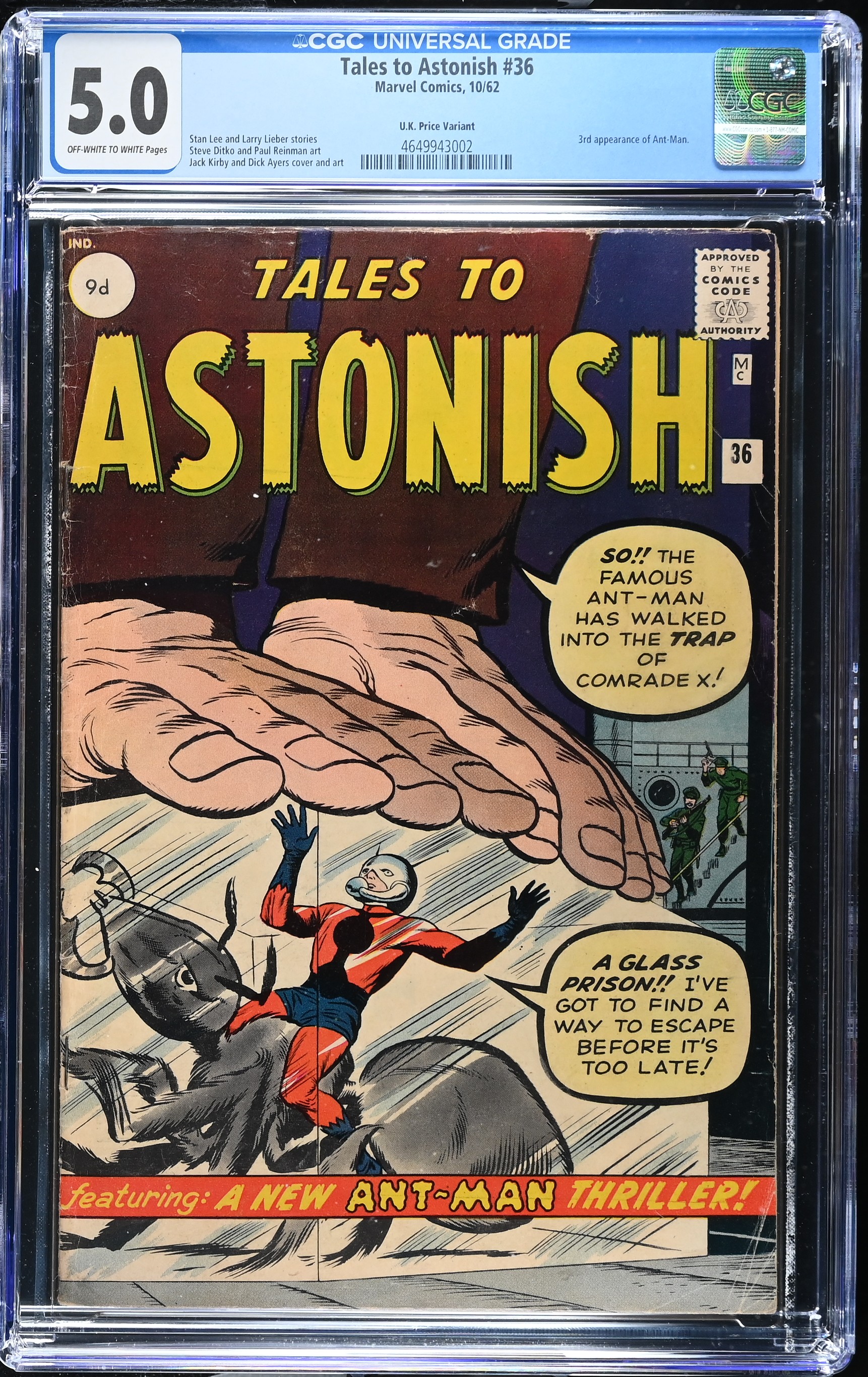 Tales To Astonish #36 (Marvel Comics 1962) CGC 5.0 Third Ant-Man