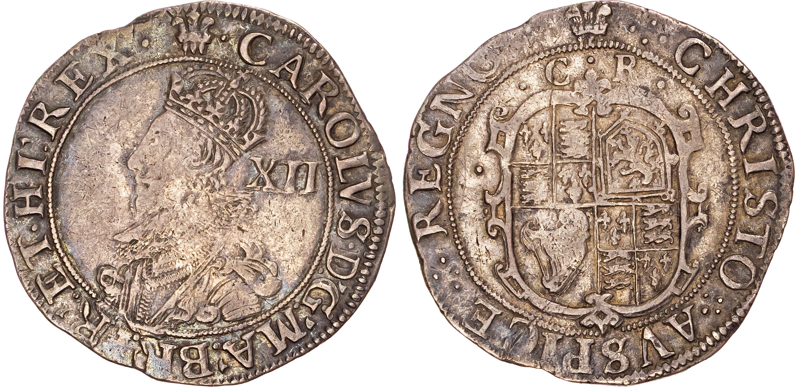 Charles I (1625-1649), AR Shilling, Group C, type 2a, Tower mint (under King), mm. plume (1630-1).