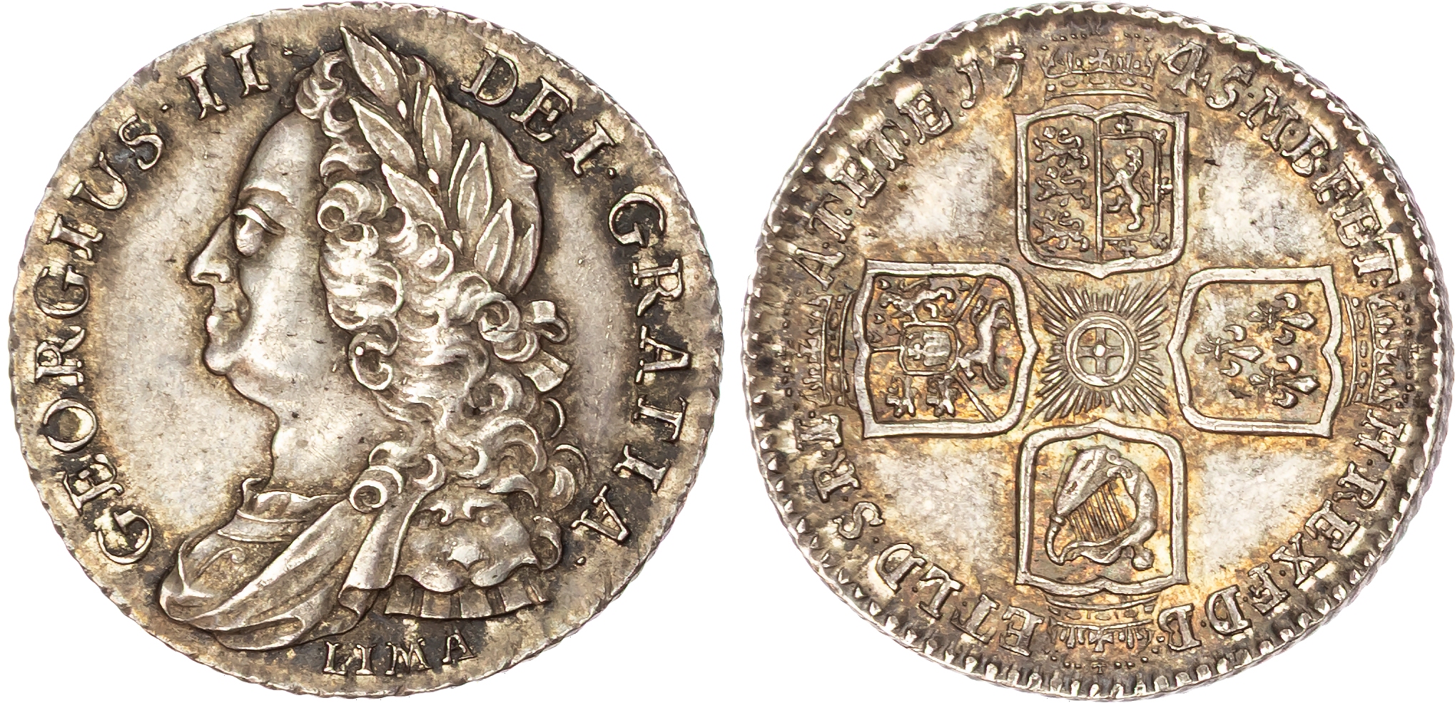George II (1727‑1760), AR Shilling, LIMA, 1745.