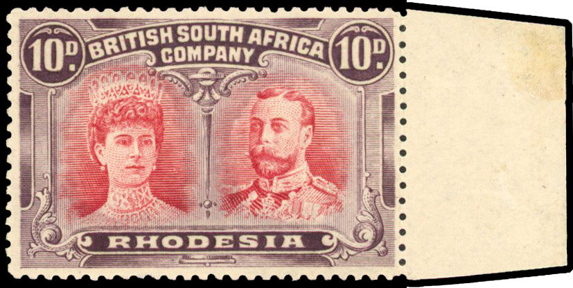 RSC B 10d deep rose-red and (aniline) purple, #25 lines by King's cheek, mint