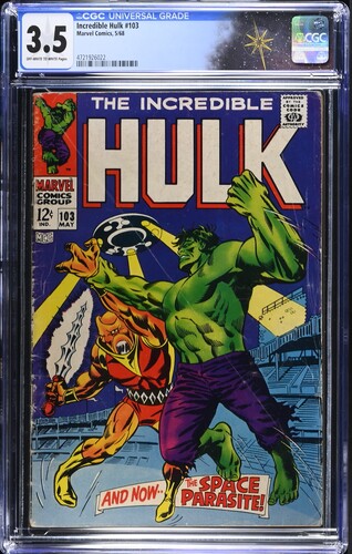 Incredibble Hulk #103 CGC 3.5 "And Now...the Space Parasite!" (Marvel Comics, 1968) Off-white to white pages