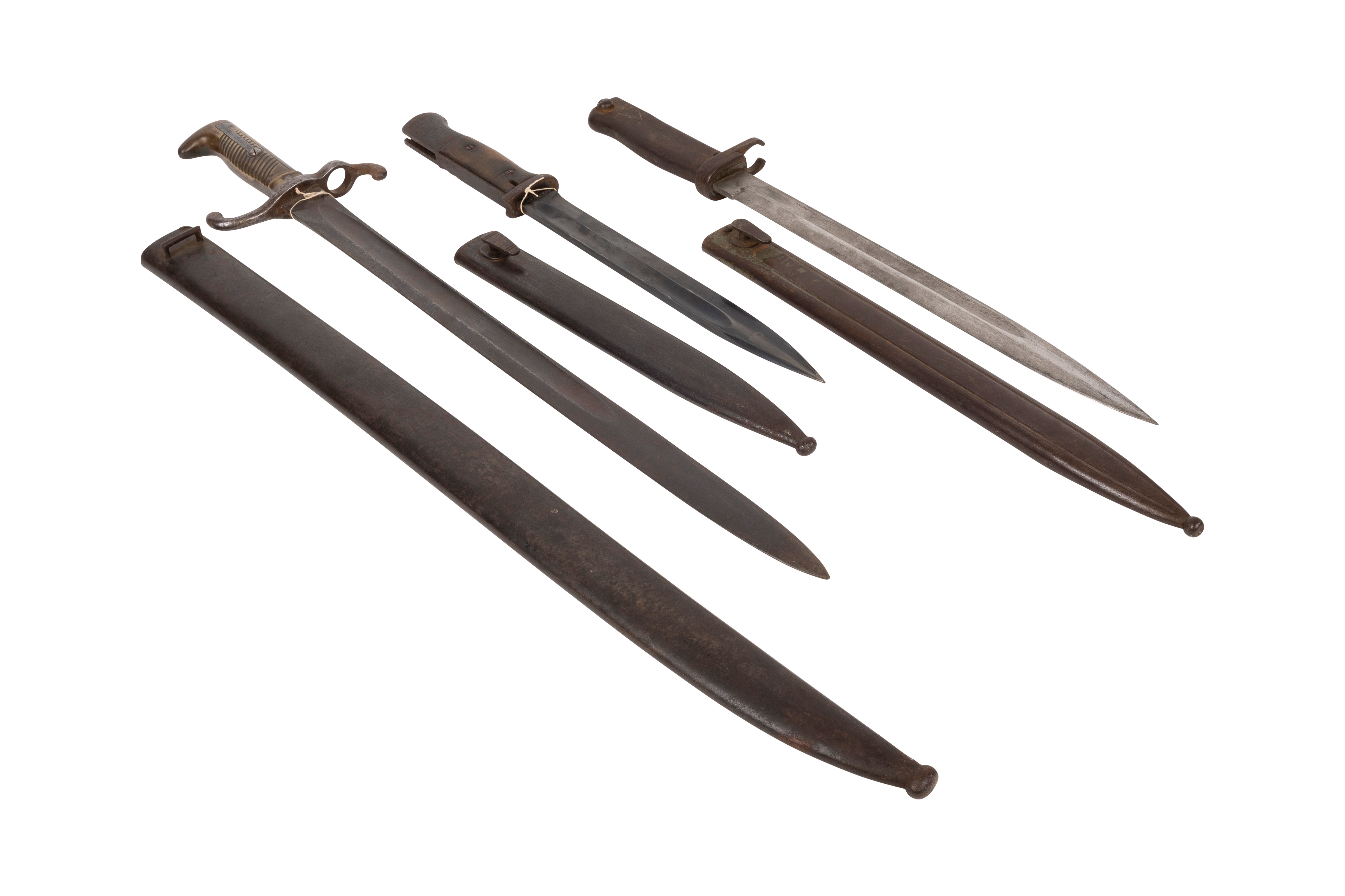 German bayonets - Ersatz, Mauser with scabbard, Prussian 1871 pattern with unit marking 5.G:G.R.E.4.87 (3 items)