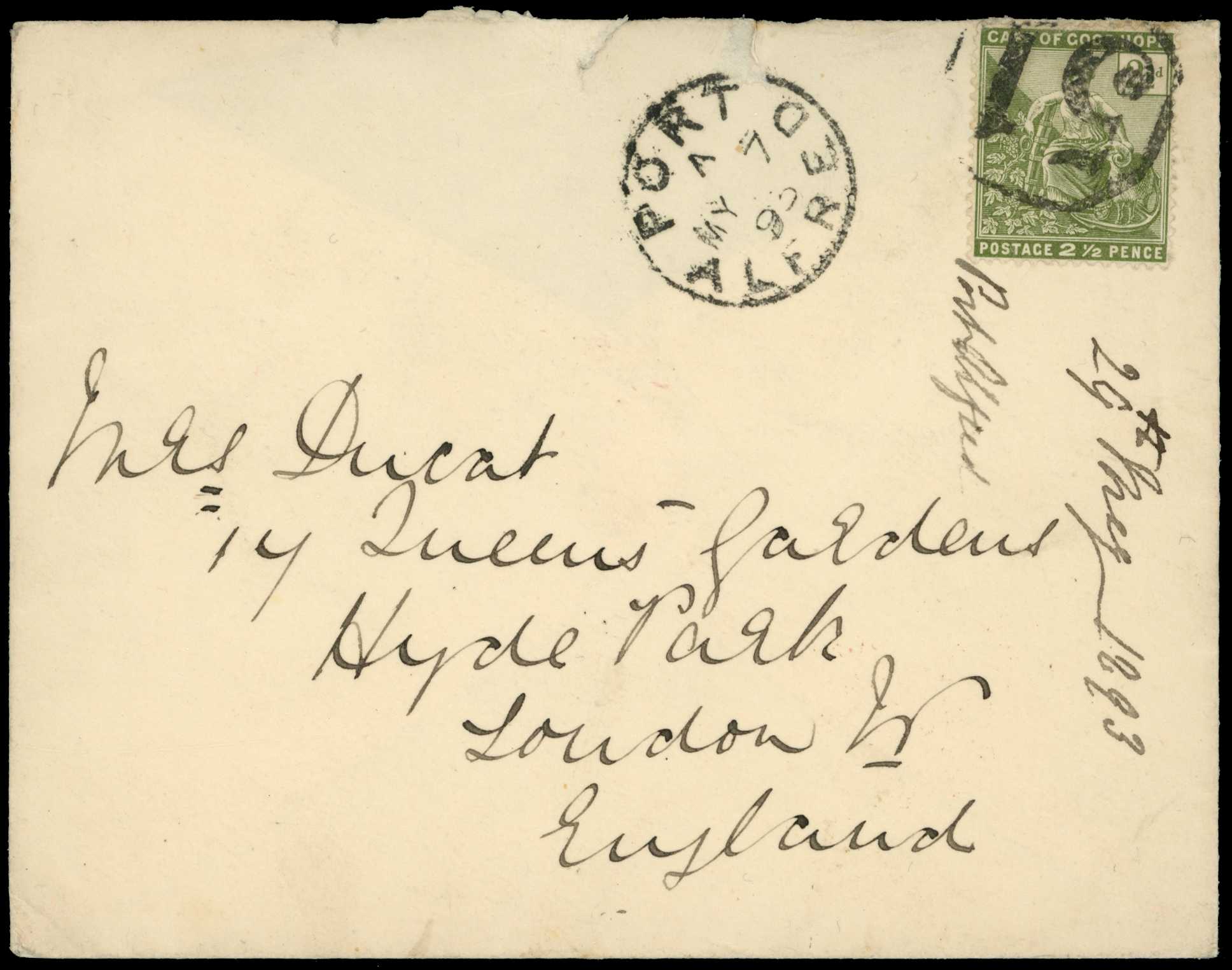POSTAL HISTORY: 1893 envelope to England...
