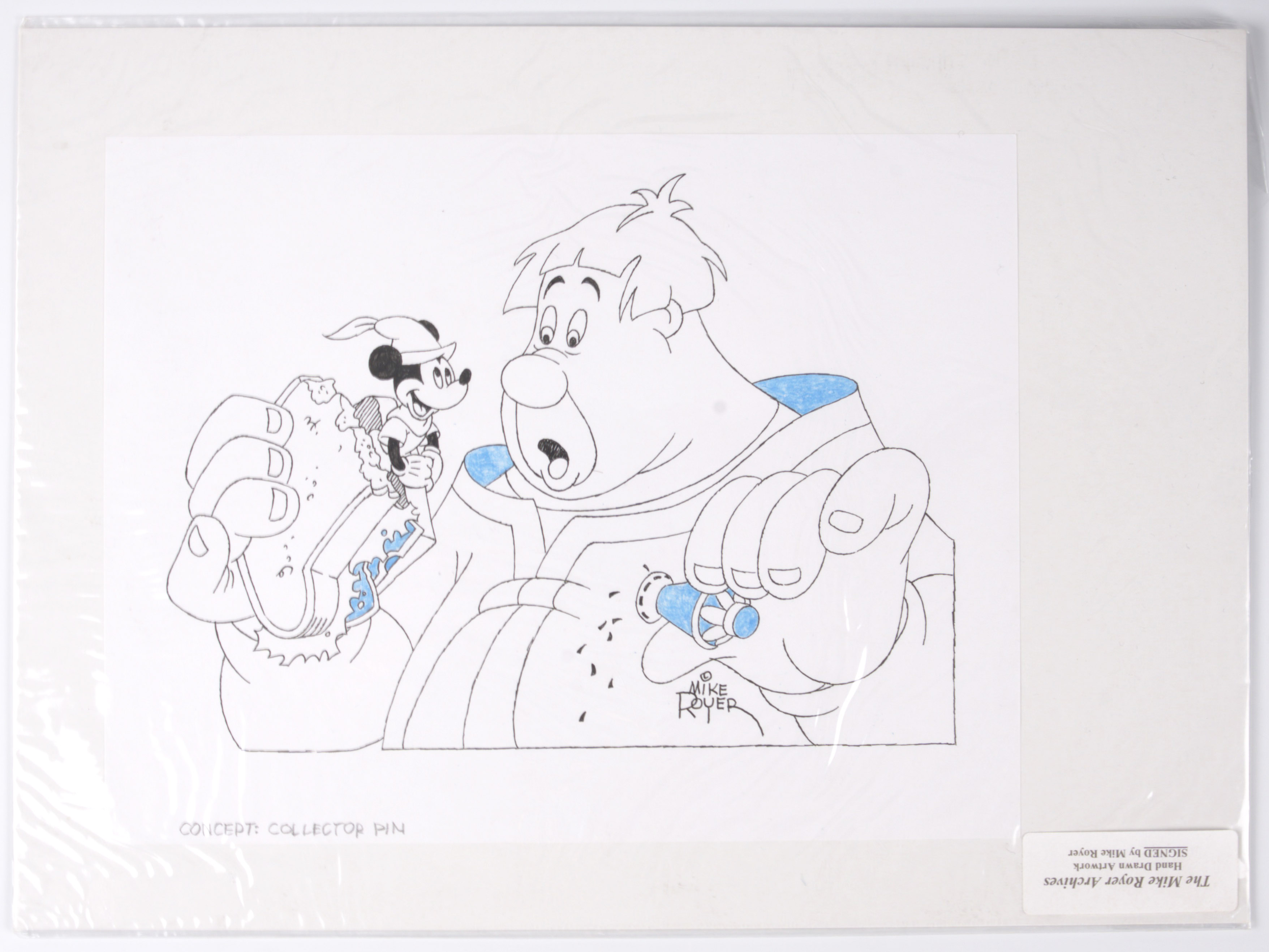 Mike Royer Original Pen and Ink Artwork of Disney Pin Concept of Tinker Bell, Dumbo, Mickey Mouse and Donald Duck Total 4