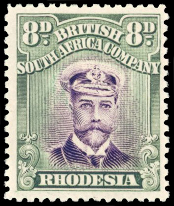 Rhodesia 8d SG 230a waxed moustache mint
