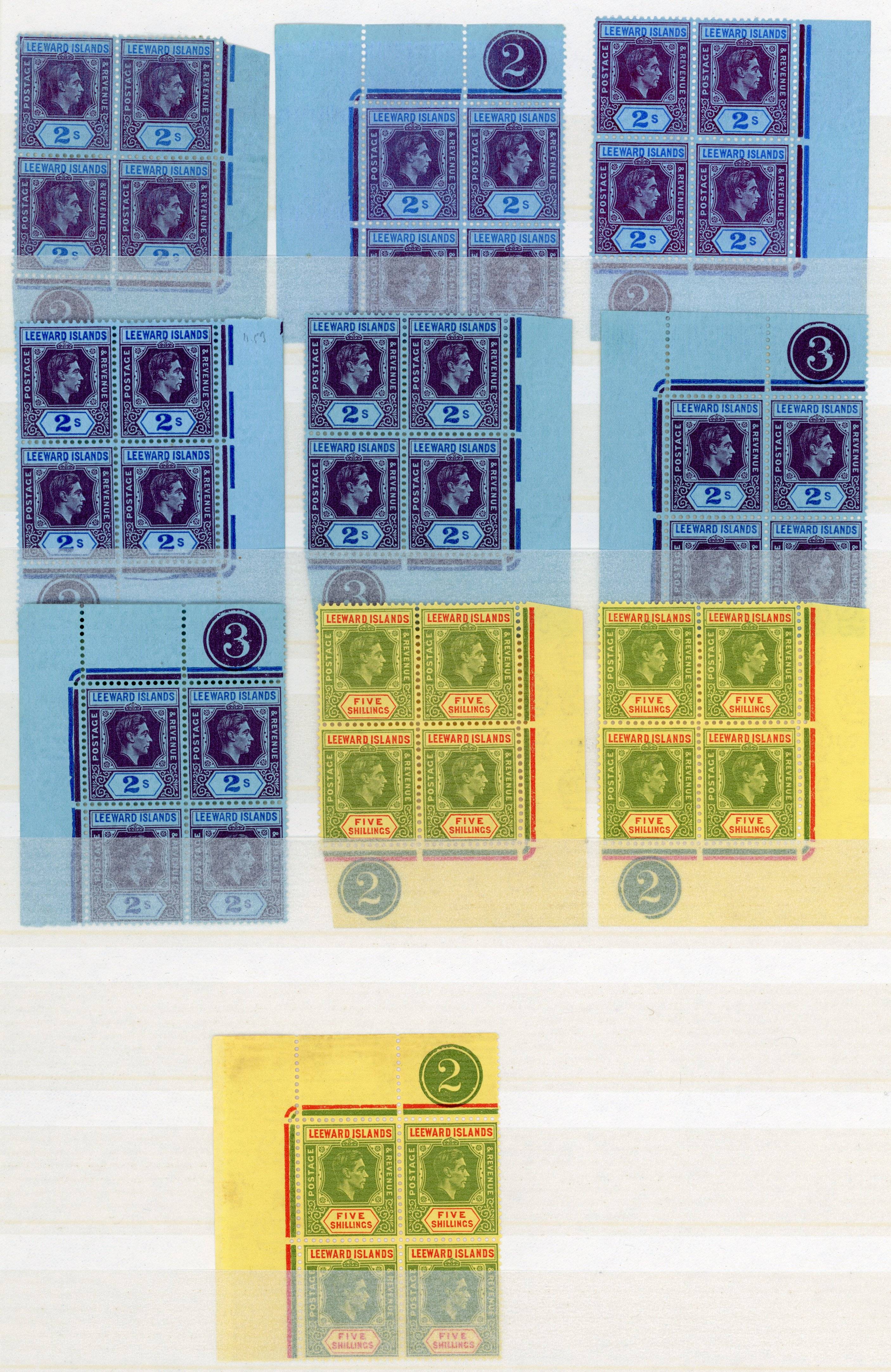 Leeward Islands SG 111a-112b Plate blocks mint