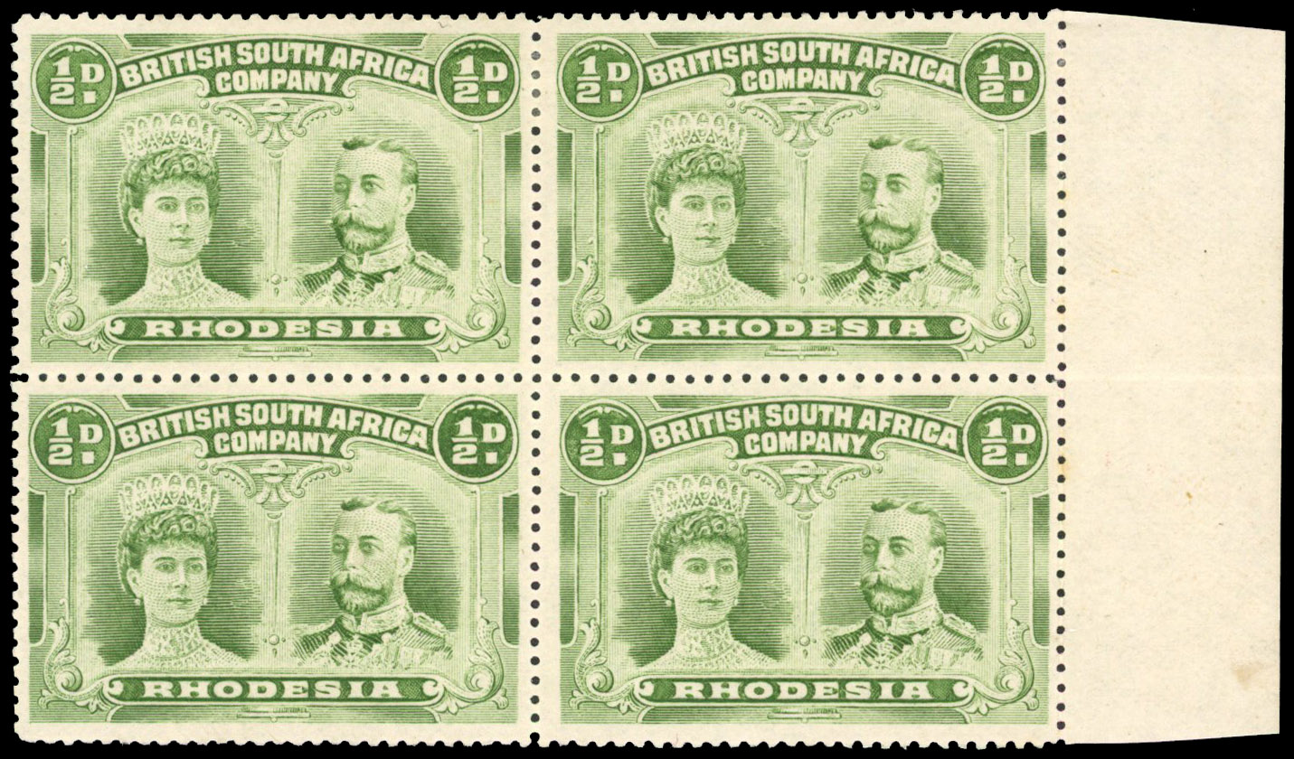 ½d apple green perf 15 SG 169 block, positions 59-70 mint