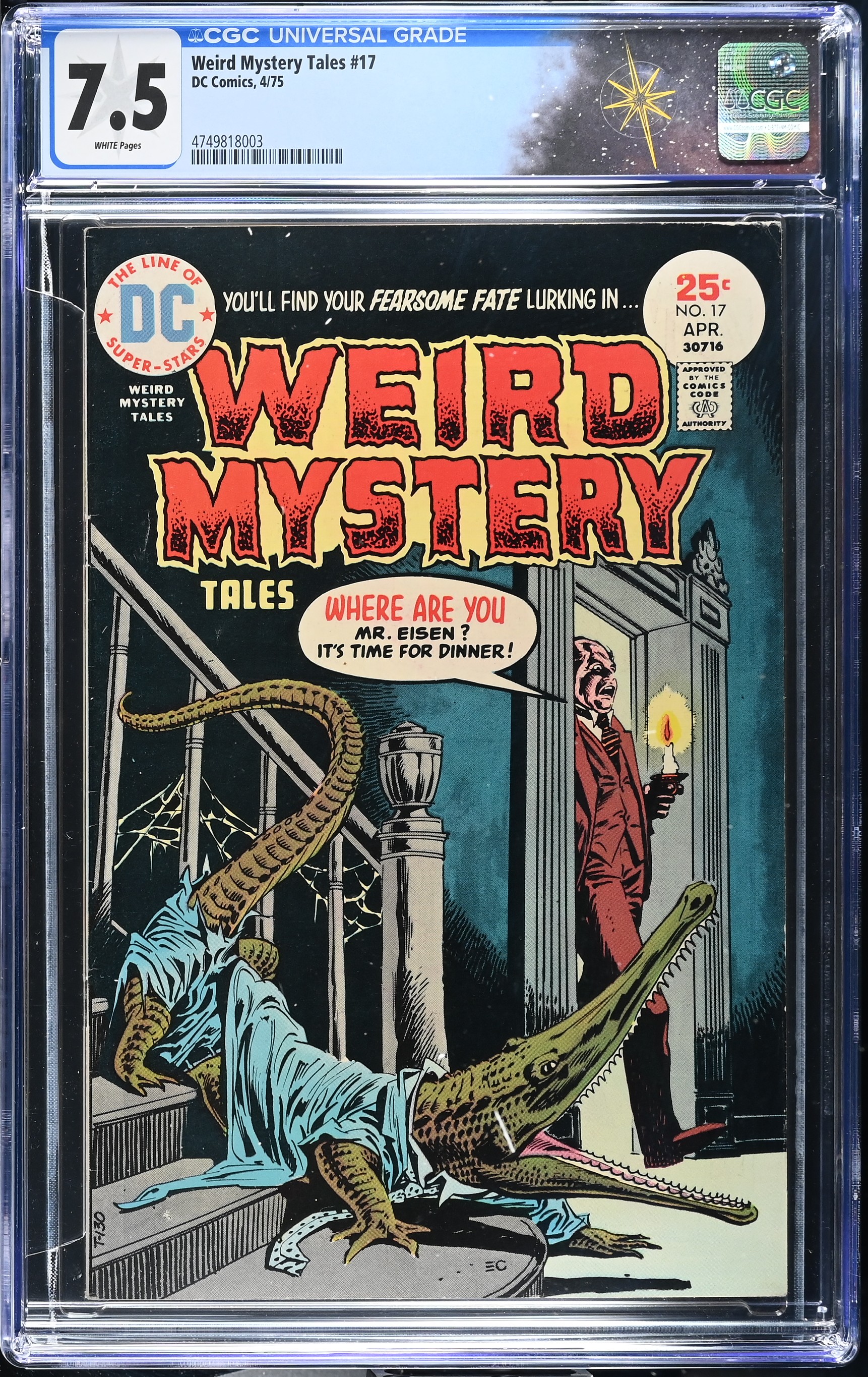 Weird Mystery Tales #17 CGC 7.5 Cover by Ernie Chan (DC Comics, 1975) White Pages