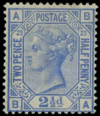 1881 2½d blue Plate 23, unmounted o.g....