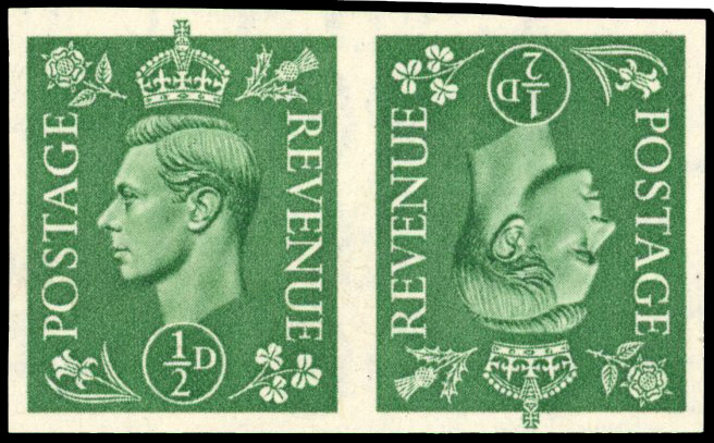 1941 ½d Pale green tête-bêche imprimatur pair