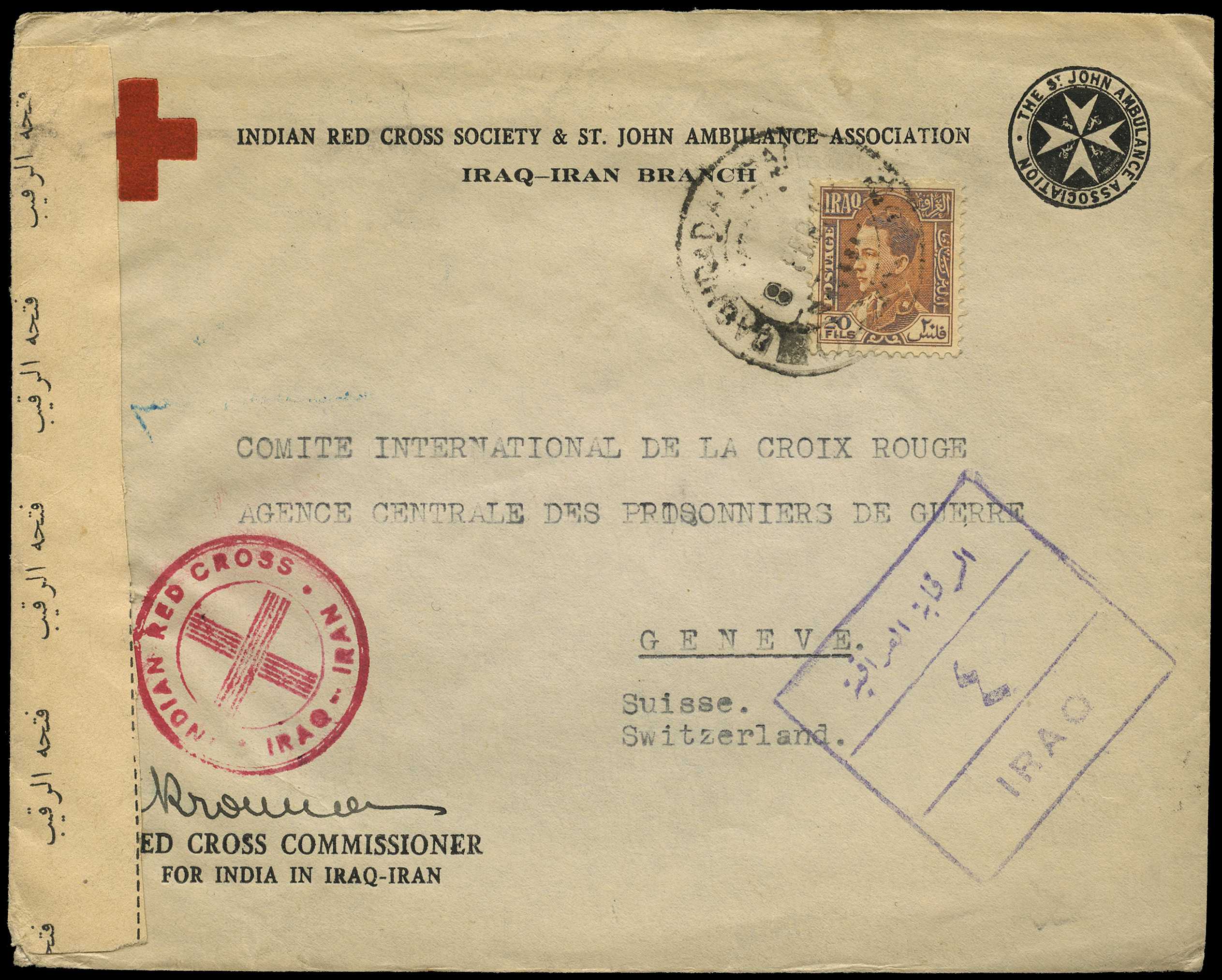 1944 Red Cross scheme censored cover send to...