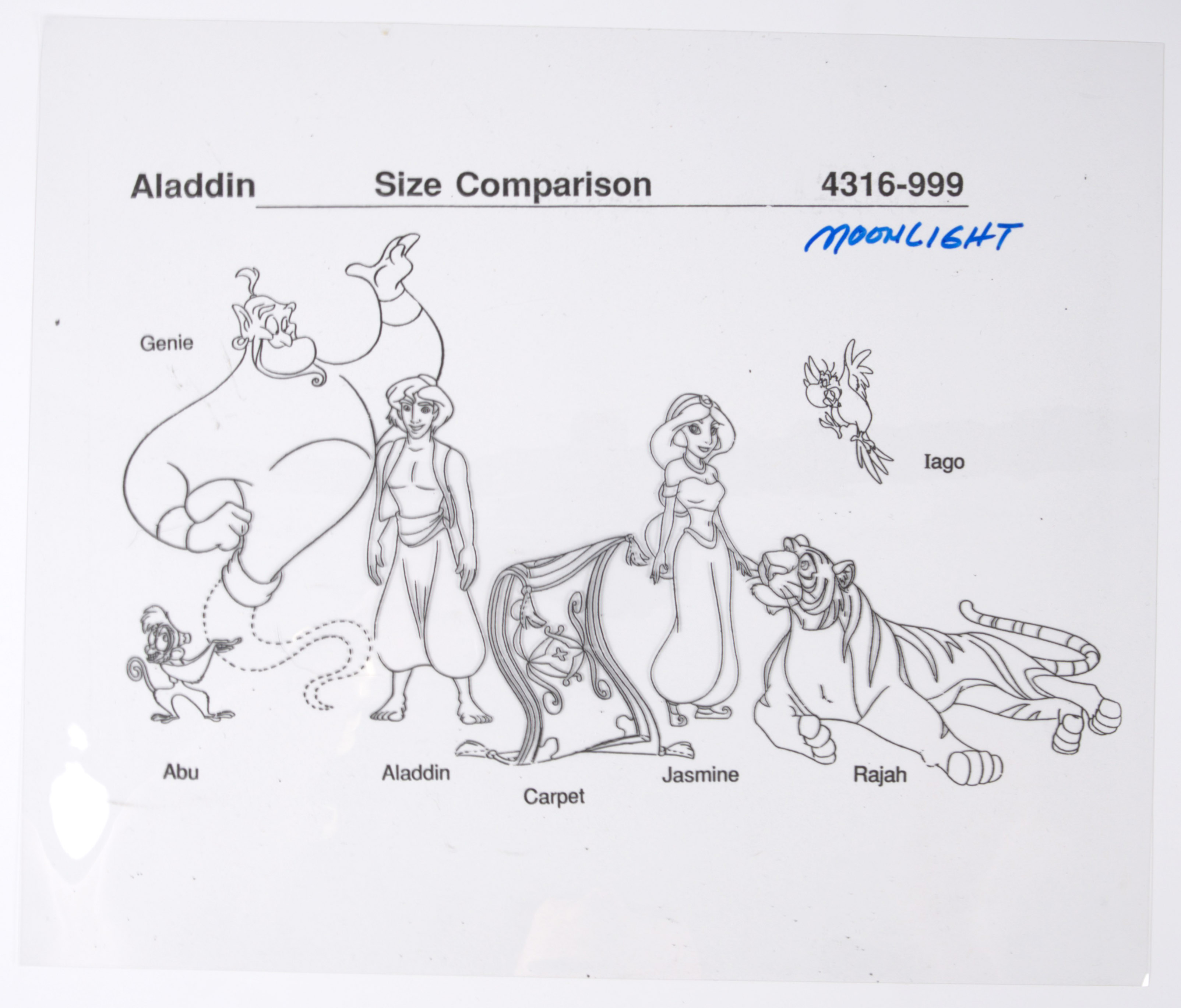 Disney's Aladdin Animated Series Original Production Model Size Comparison Cel (Walt Disney, 1994)