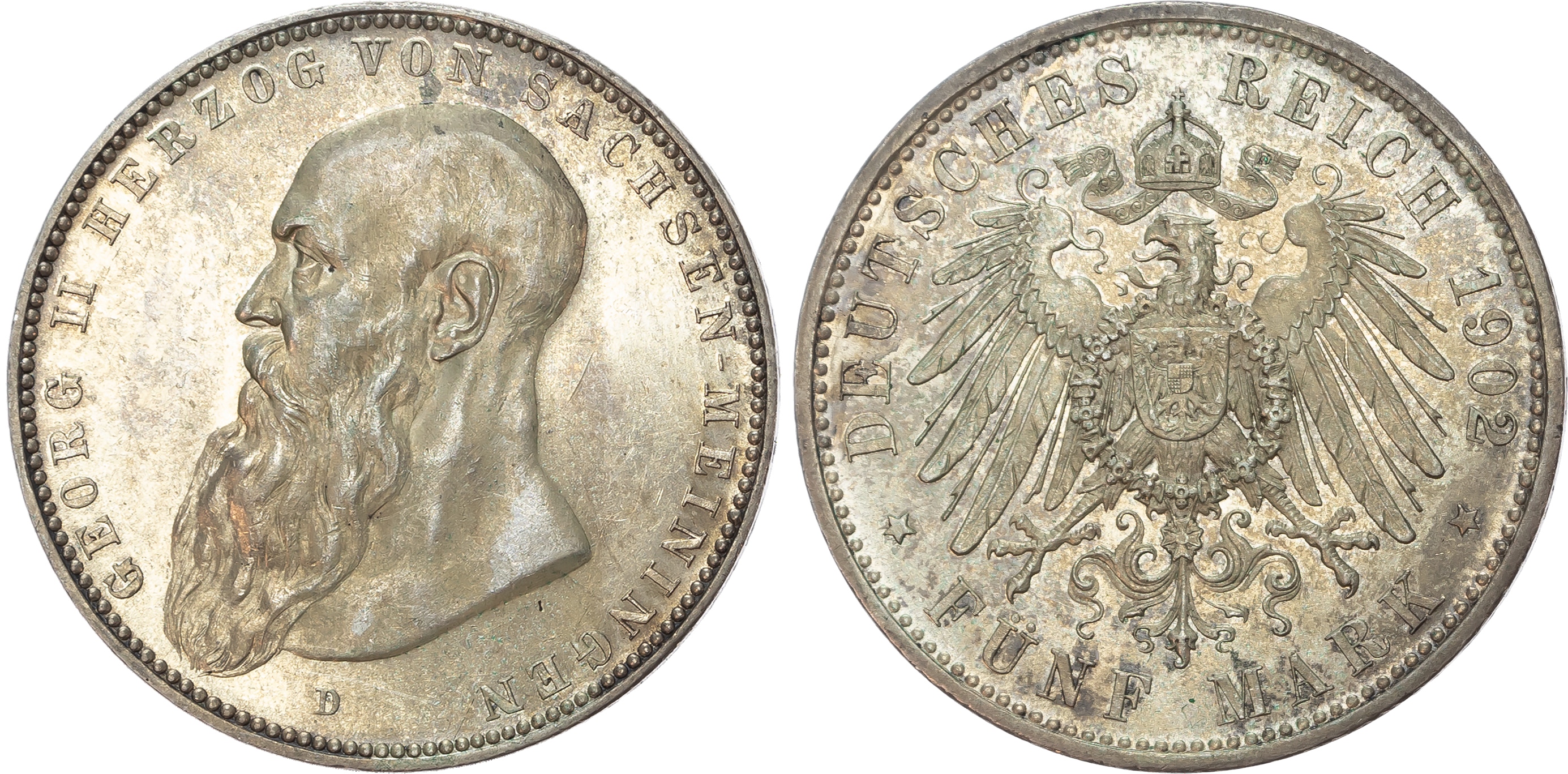 Germany, Saxe-Meiningen, Georg II (1866-1914), silver 5 Marks.