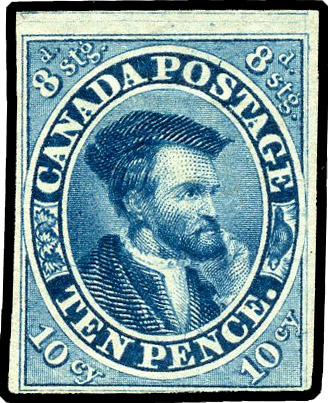 1852-57 imperf 10d blue, medium paper, close to very large margins, unused