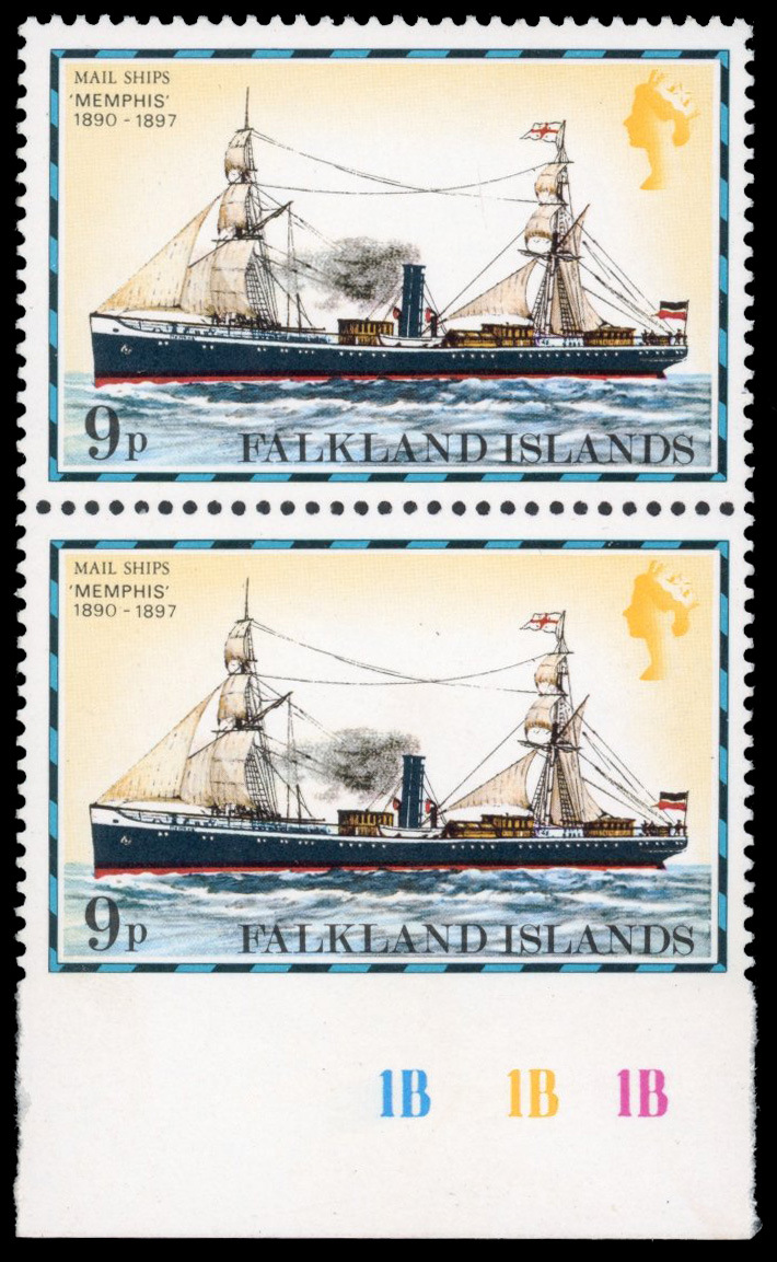 Falkland Islands SG 339A 1978 9p Mailboat imperf between stamp and margin mint