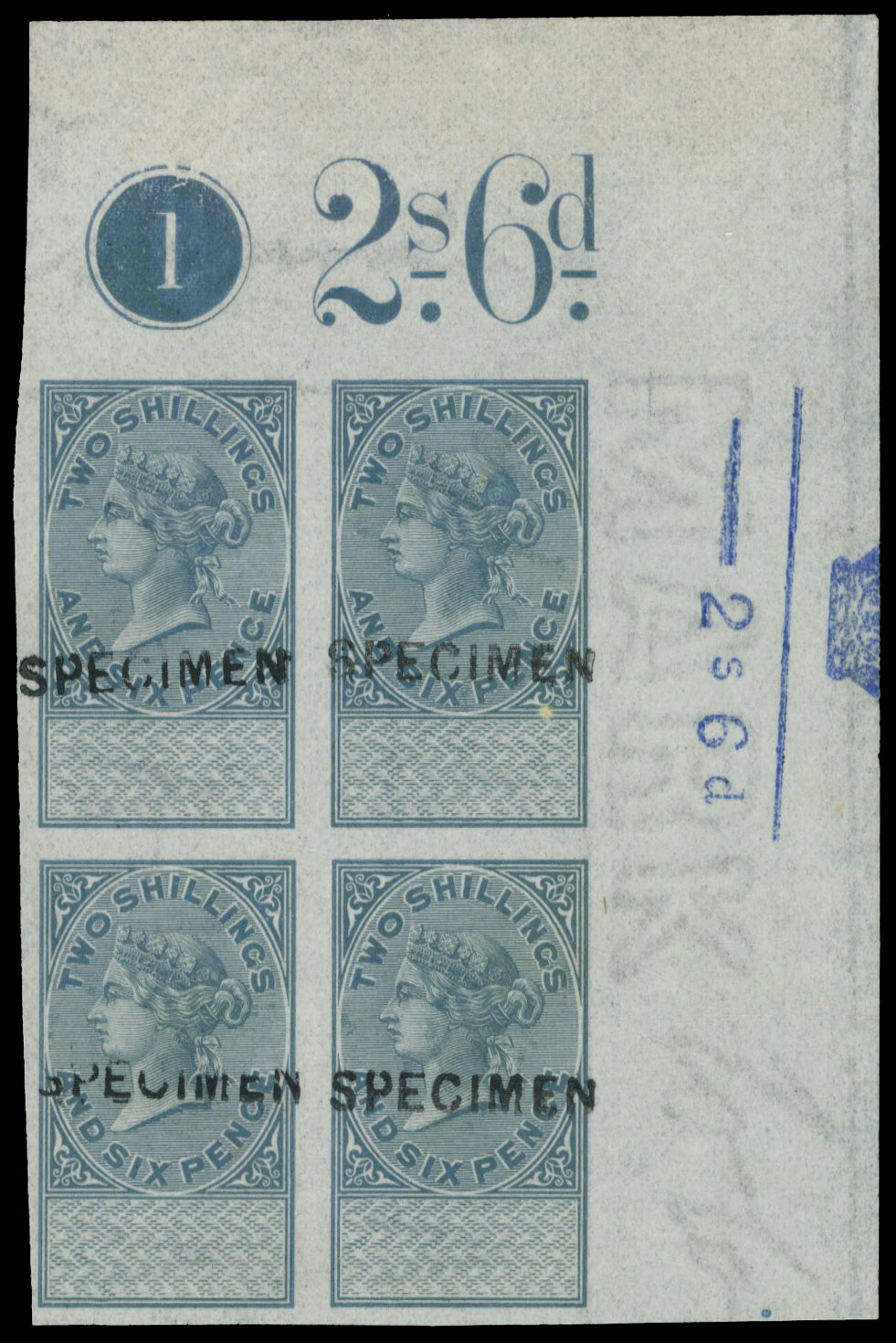 GB Unappropriated Dies 2s Specimen block