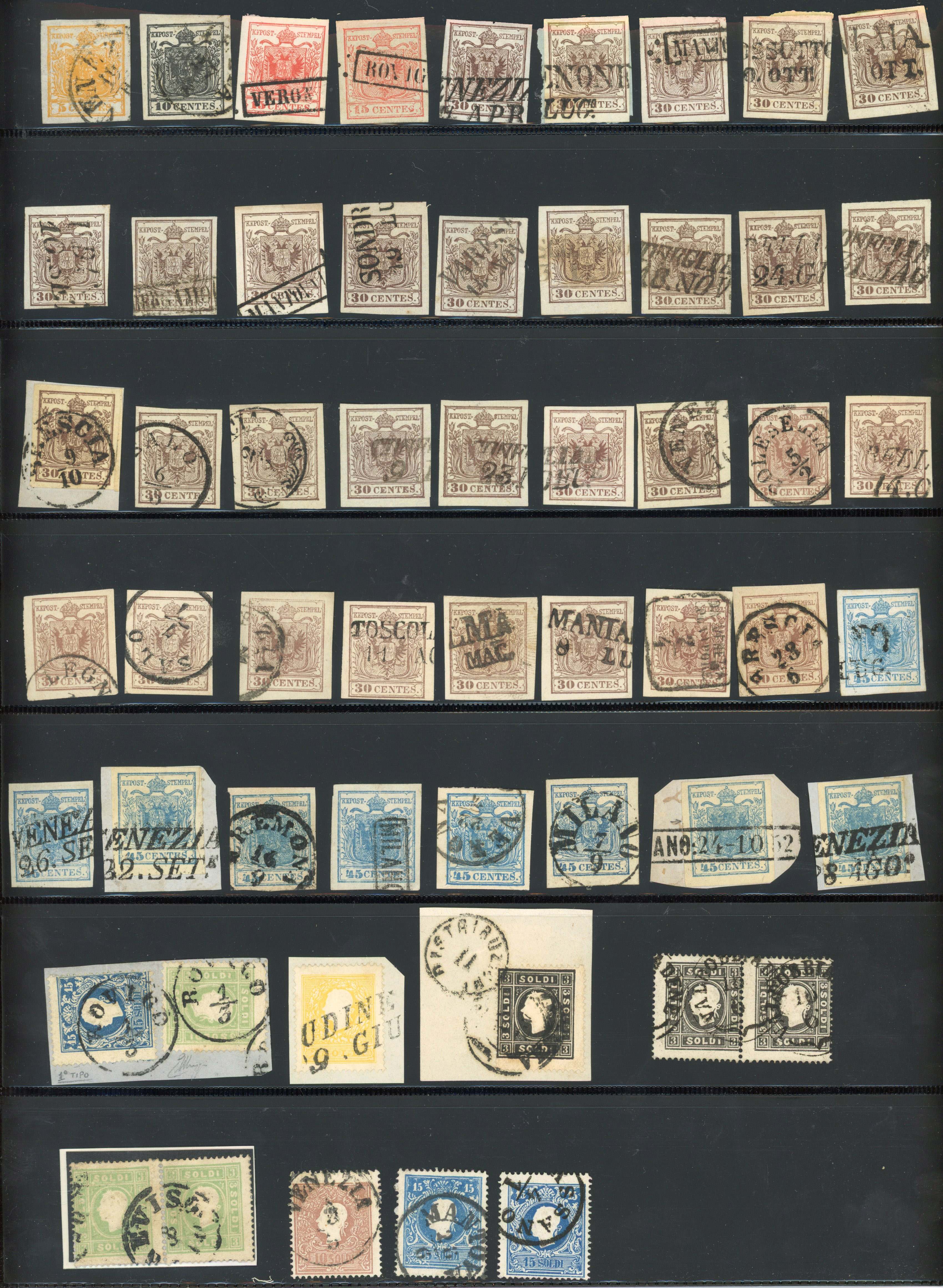 Lombardy & Venetia 1850-62 used selection on a Hagner page