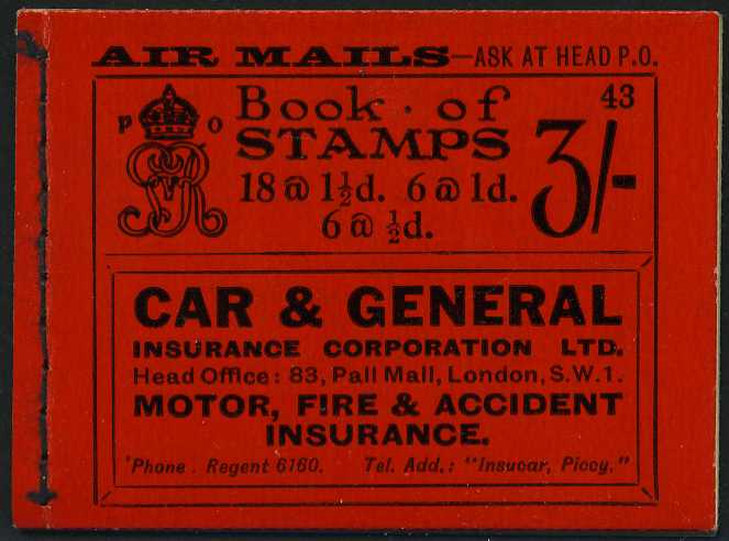 1923 (July) 3/- booklet (#43), very fresh...