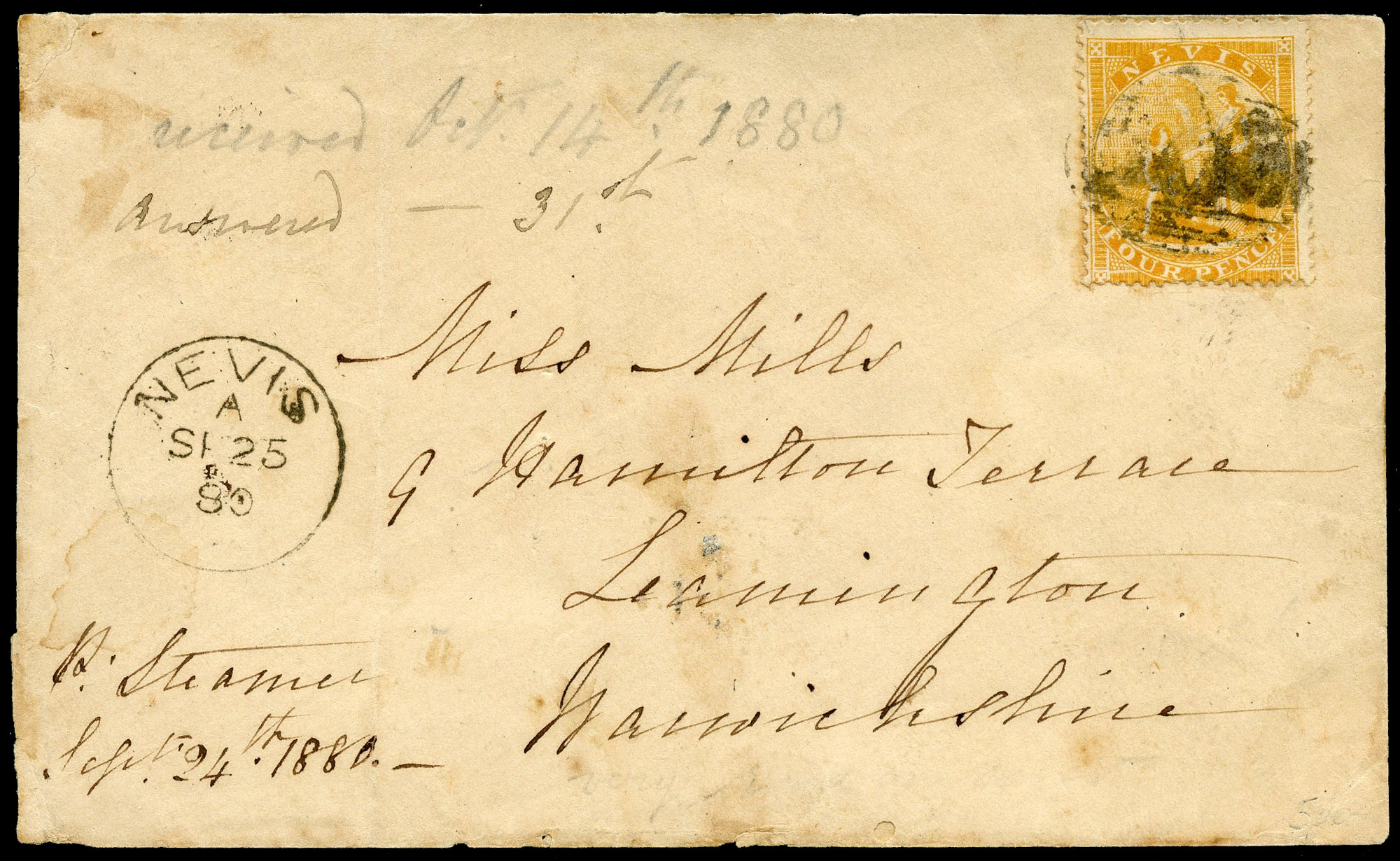 Nevis SG 18 cover to Warwickshire