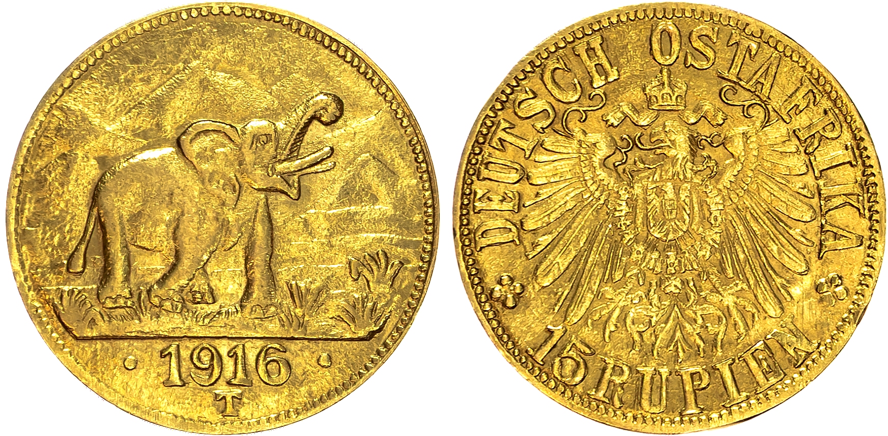 German East Africa, Wilhelm II (1888–1918), gold 15 Rupien