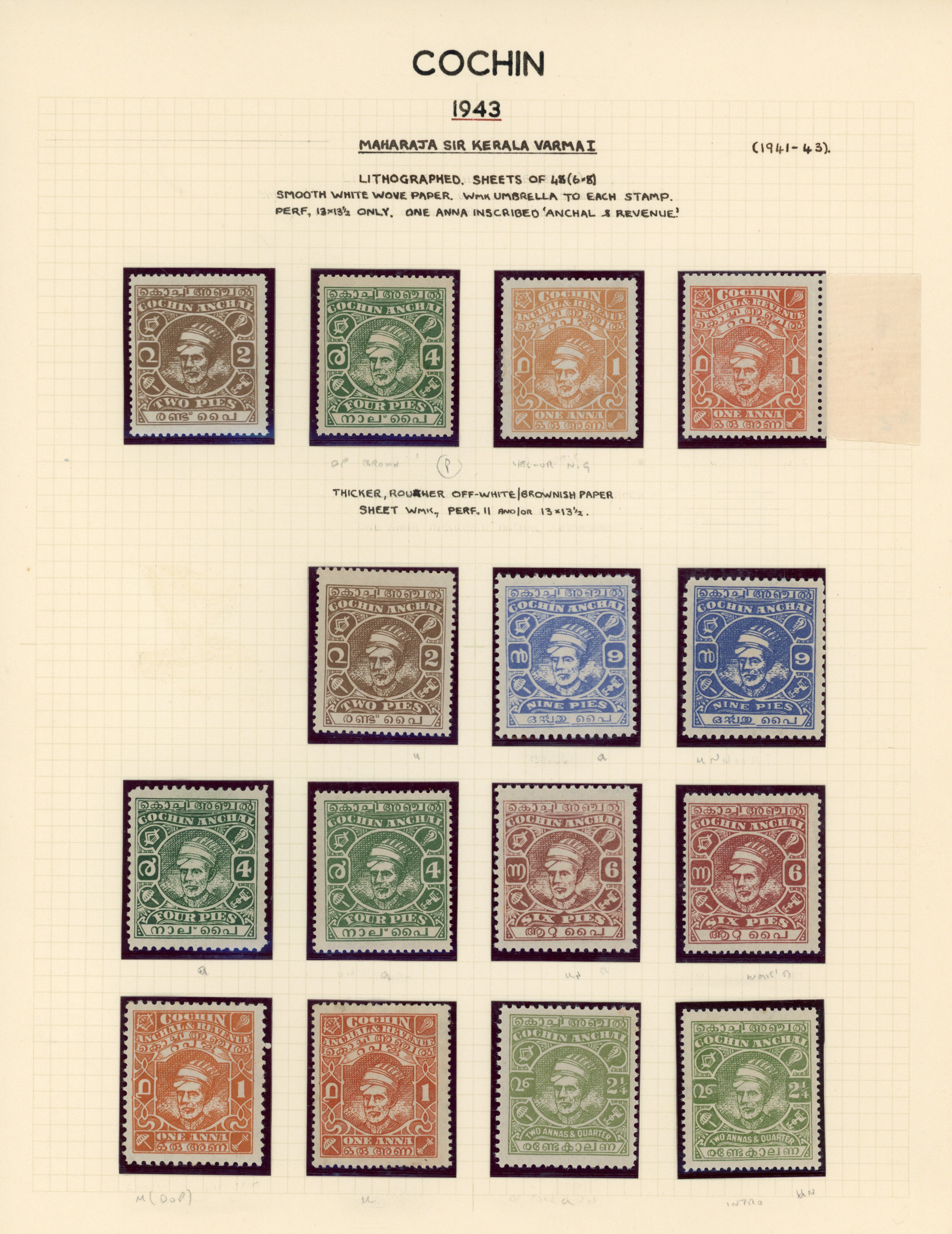 IFS Cochin mint collection SG 85-91a