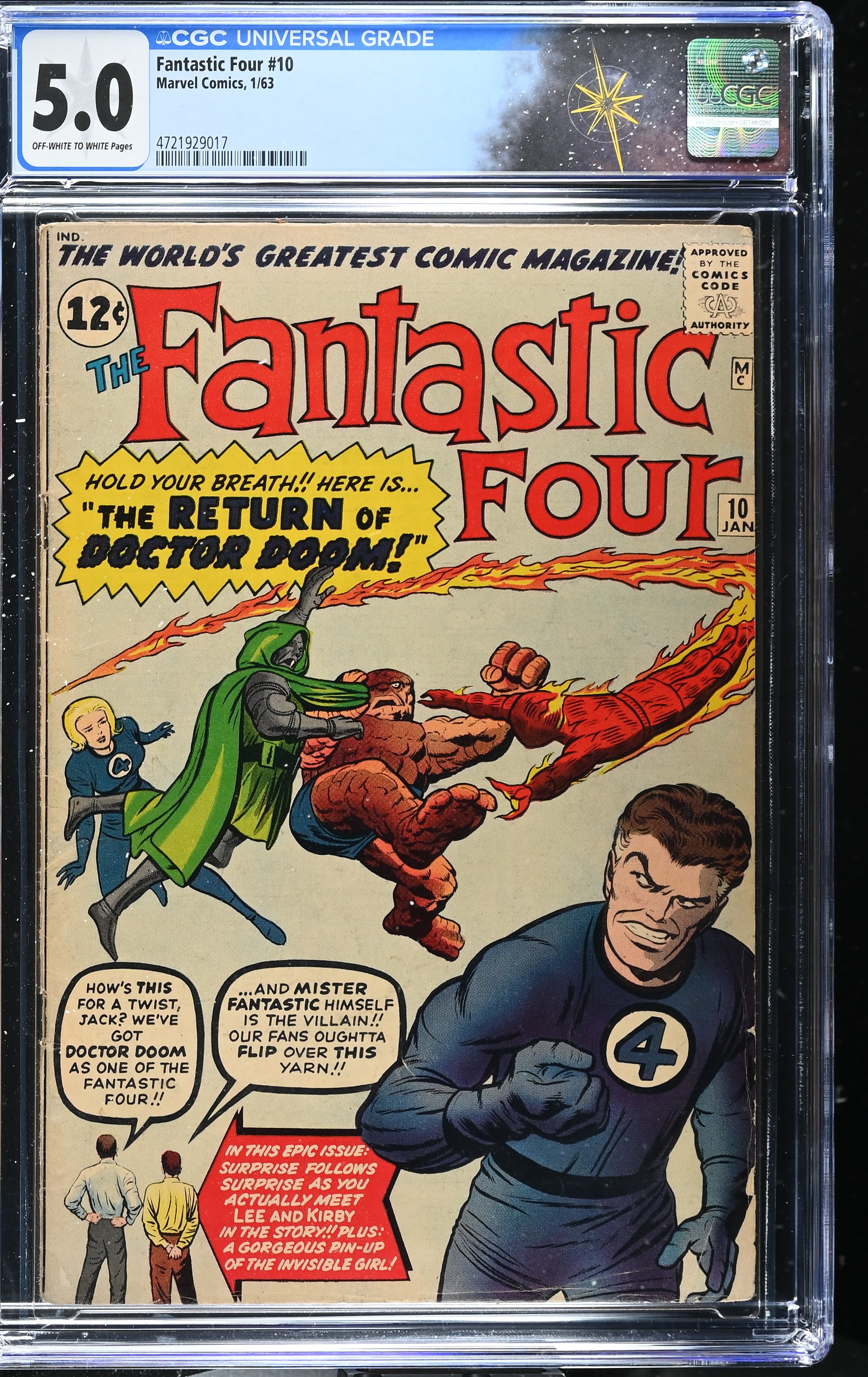 Fantastic Four #10 CGC 5.0 3rd Appearance of Doctor Doom (Marvel Comics, 1963) Off-White to White Pages