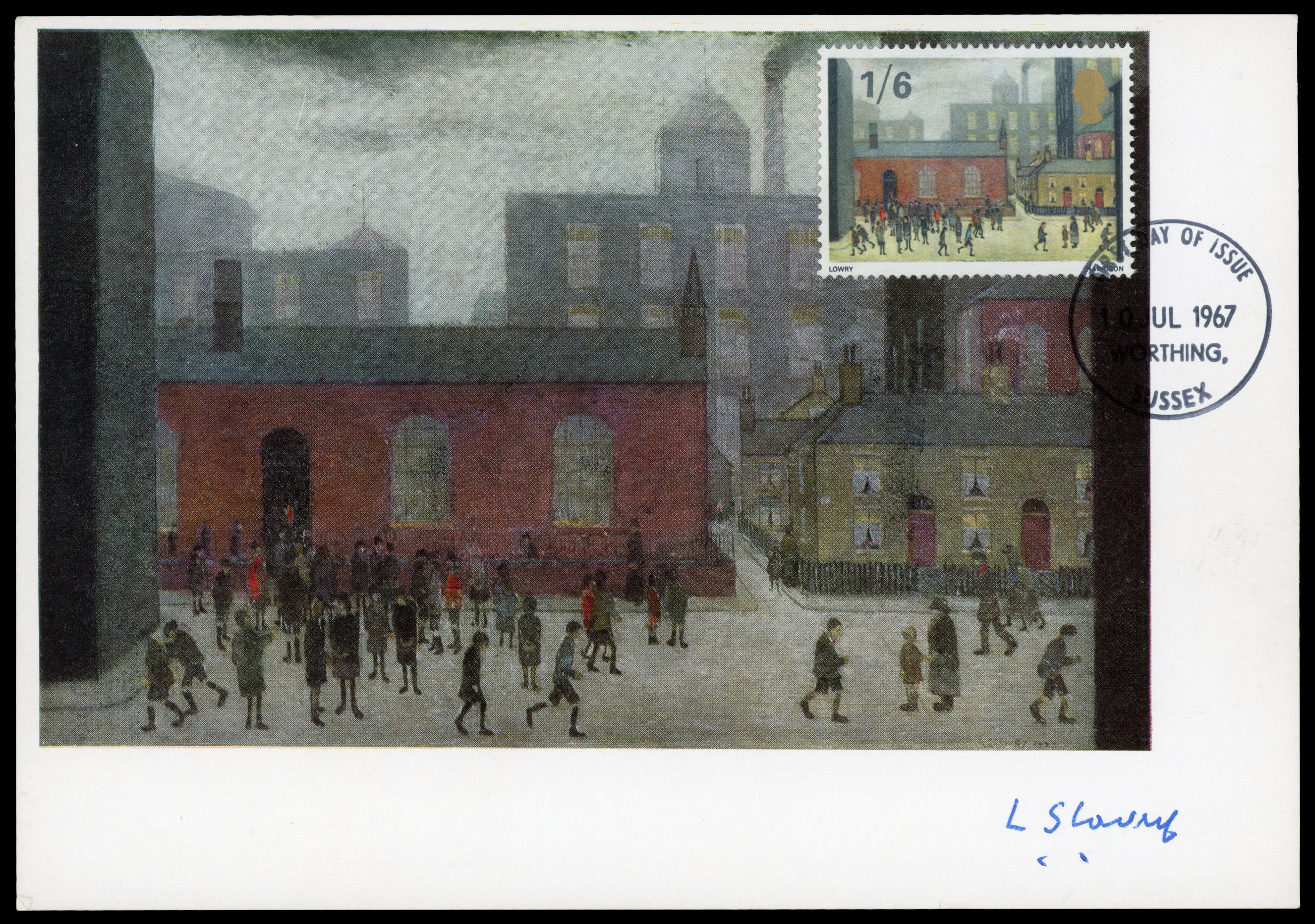 GB 1967 British Paintings 1s6d maxi-card signed by L.S. Lowry 