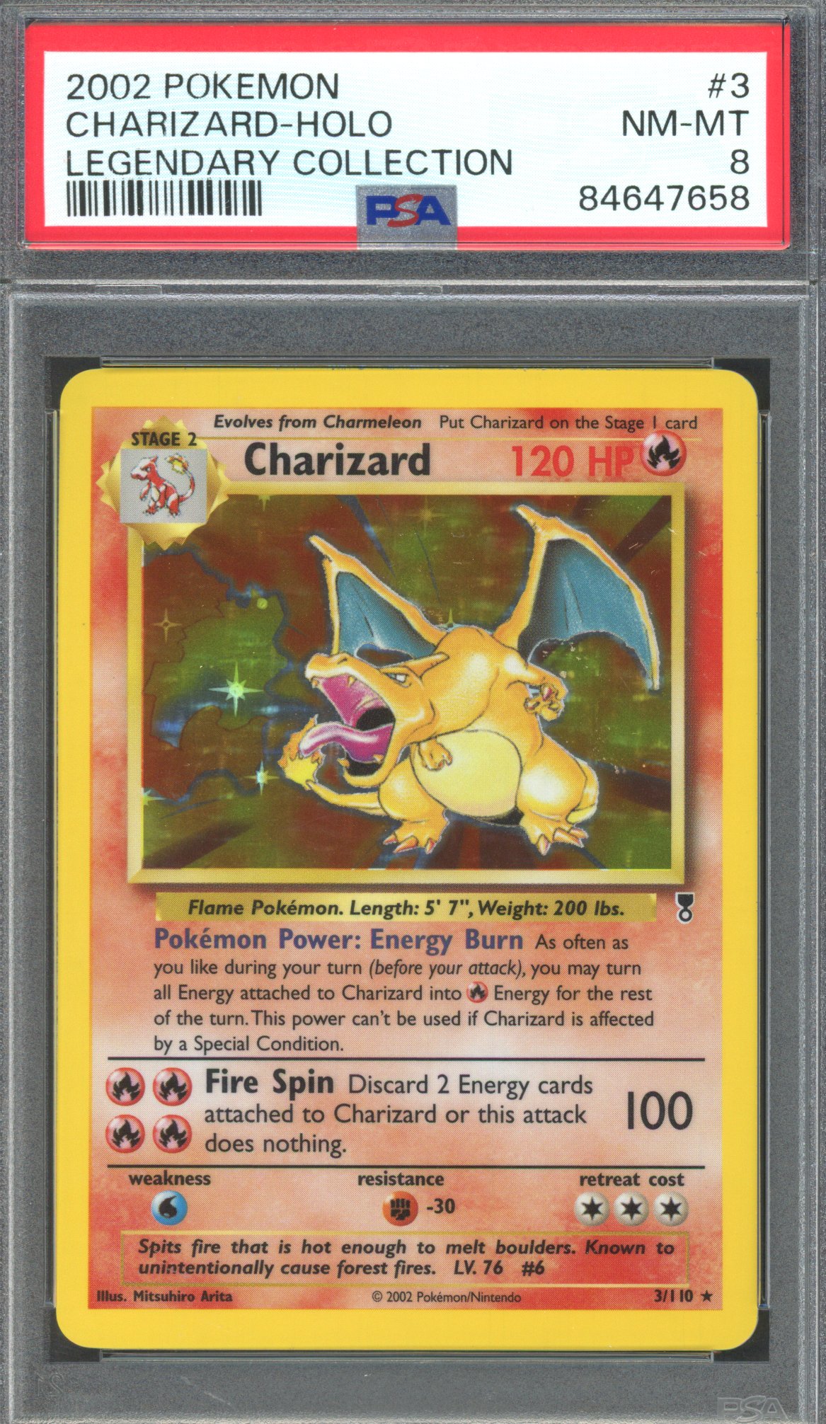 Pokémon TCG - PSA 8 Charizard - Holo #3 - Legendary Collection 