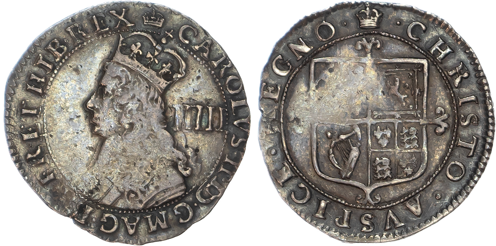 Charles II (1660-1685) Fourpence, third issue, mintmark crown (1660-62) both sides.