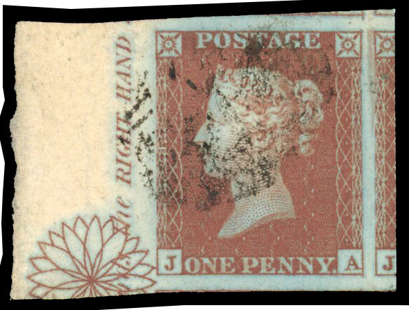 1841 1d Red-brown Pl.136. (JA, Alphabet II). Used marginal, huge four margin