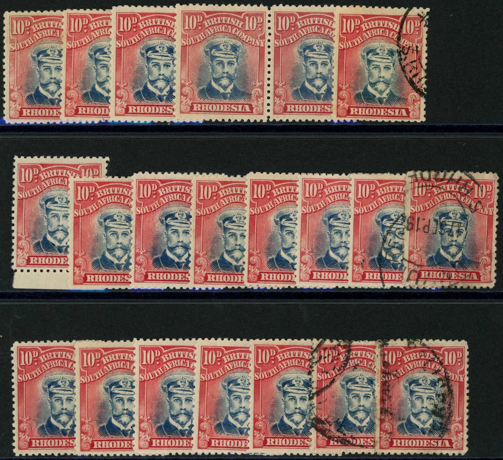 1918-21 10d Head Die IIIB, perf 14, toned...