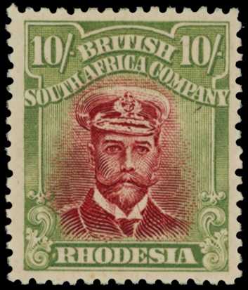 1917-20 10/- Head Die IIIA, perf 14. Large...