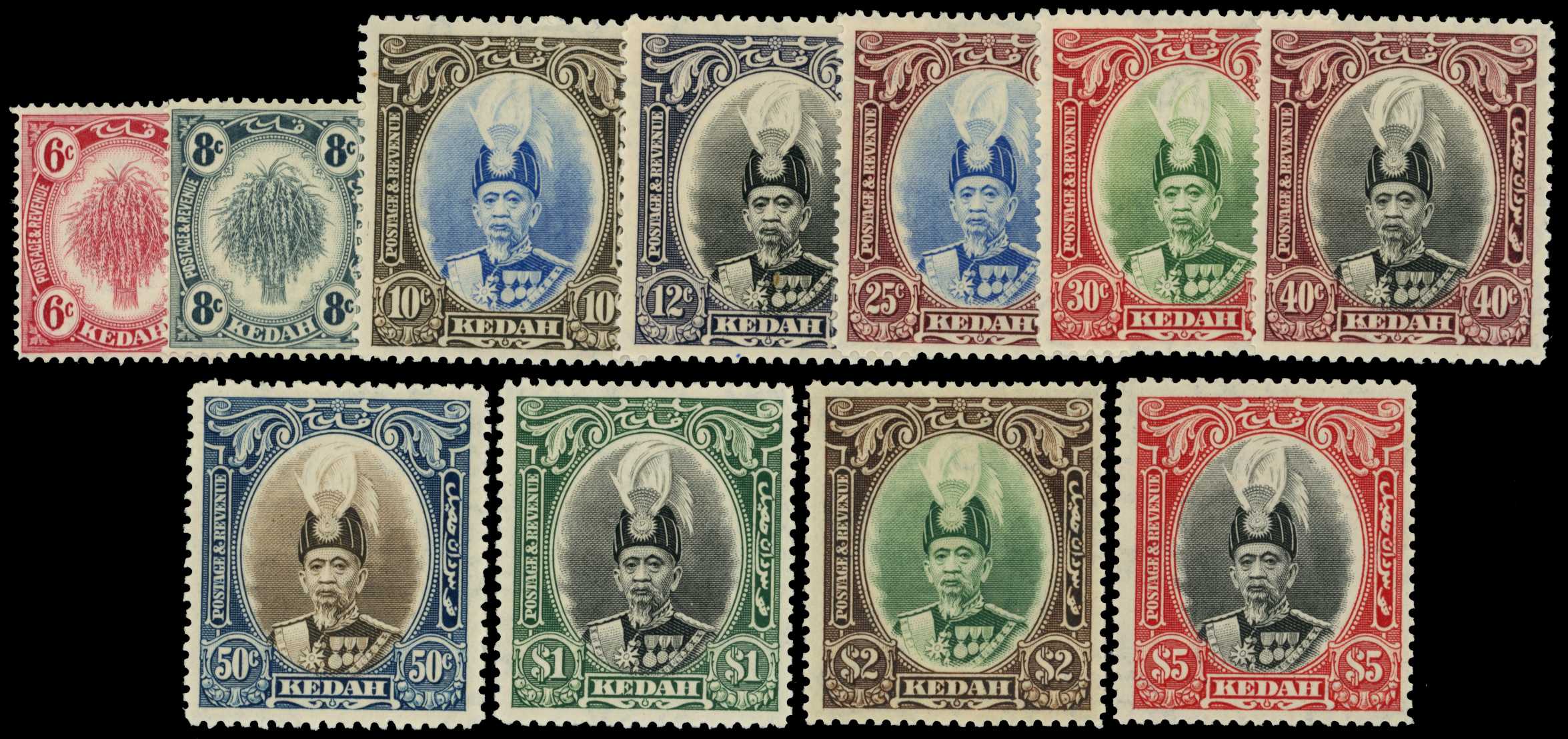 1937 set of nine, plus 1940 6ct carmine-red...