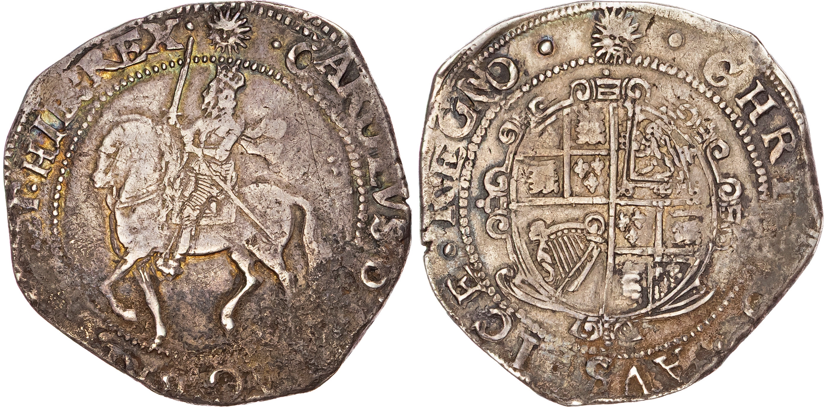 Charles I (1625-1649), AR Halfcrown, Group V, type 5, Tower mint (under Parliament), mm, sun (1645-6).