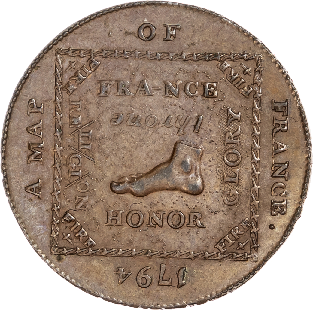 London, Political Series, Mainwaring’s satirical Map of France Halfpenny 1794