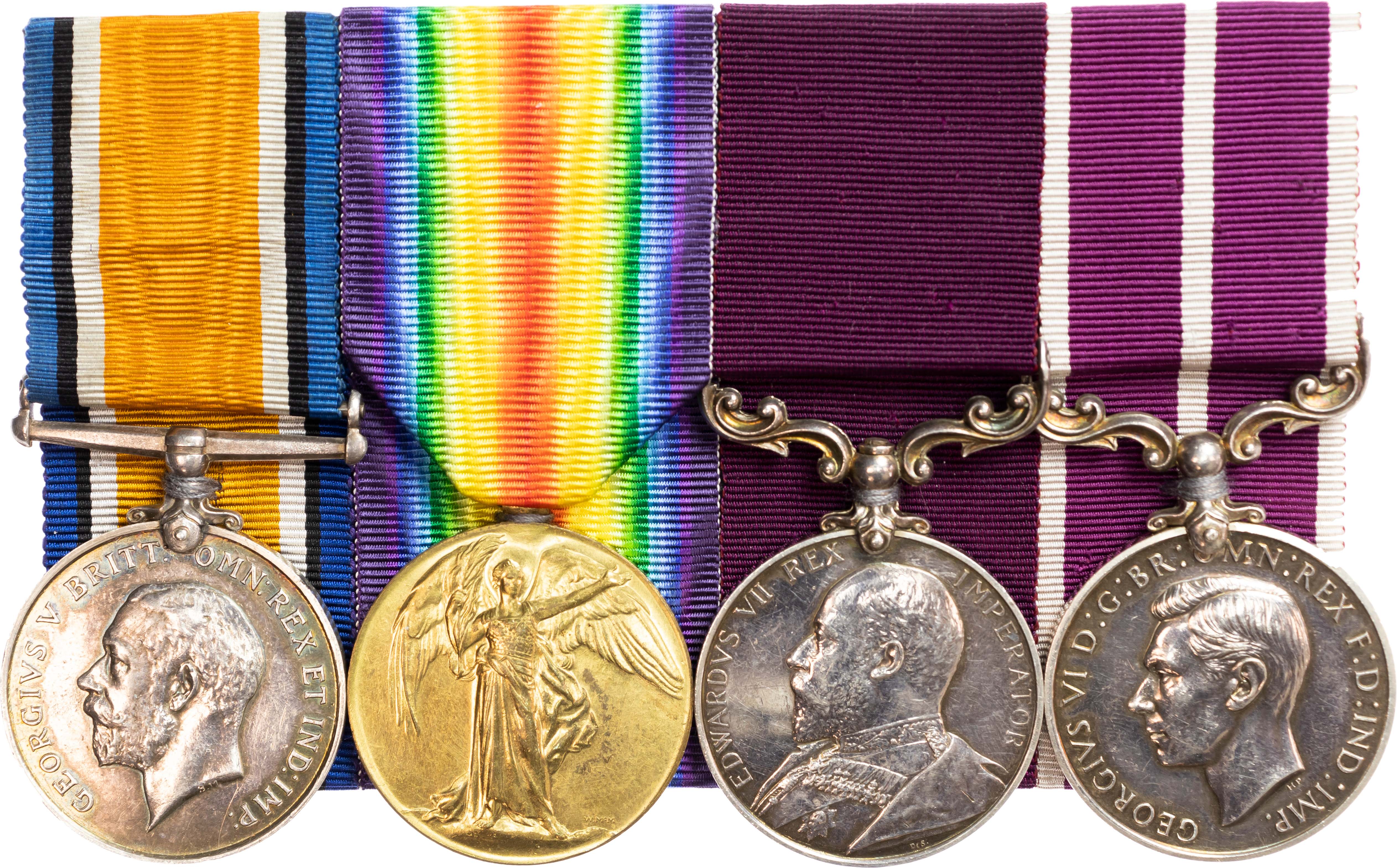 A Great War Long & Meritorious Service Group of 4 awarded to Quarter Master Temporary Captain, Frederick Charles Cooper
