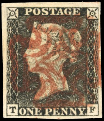 GB 1840 1d black, plate 1A (TF), good to large margins, neatly cancelled by red Maltese cross